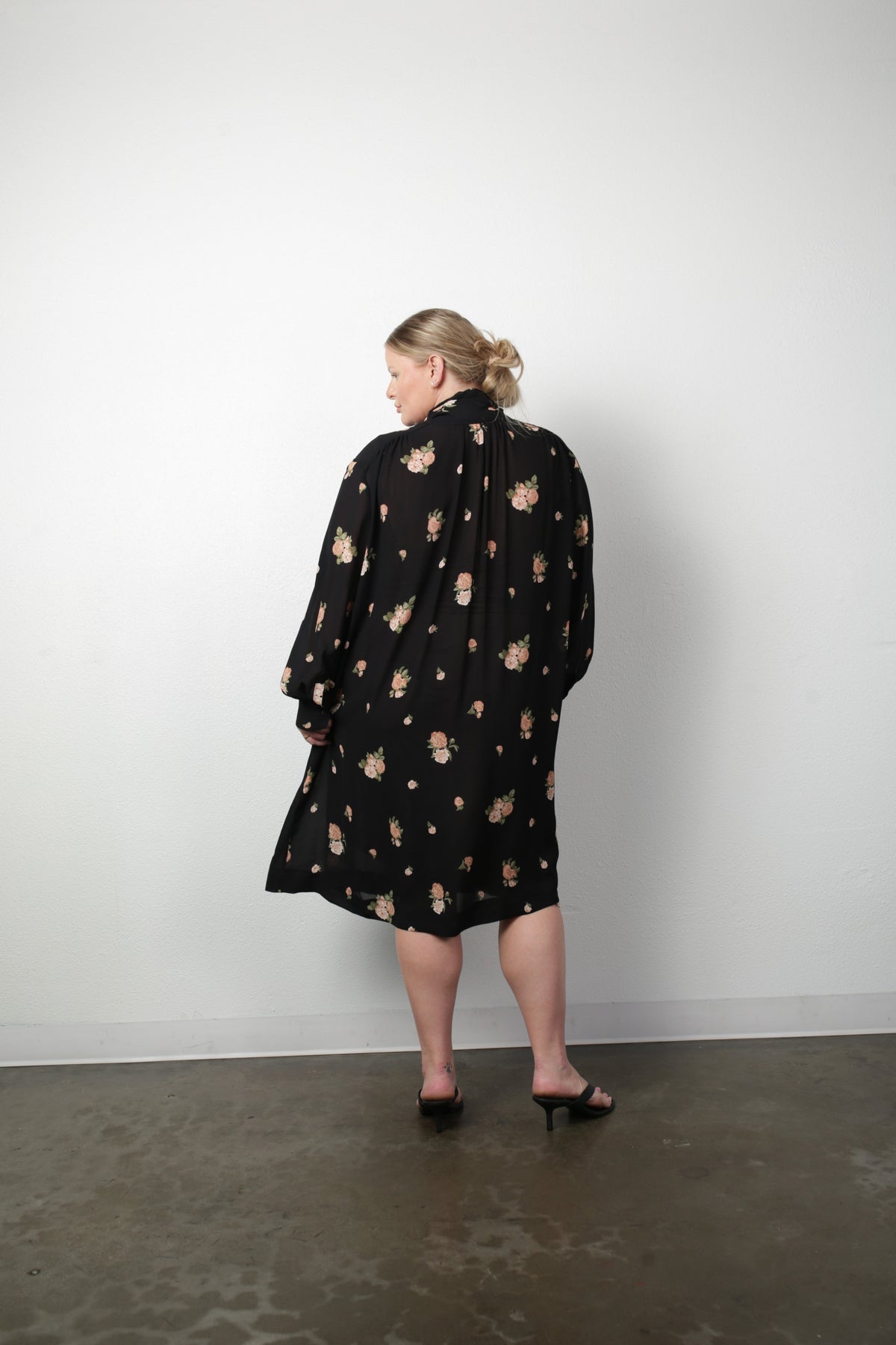 The Marion Tie Neck Silk Crepe De Chine Dress - Botanical