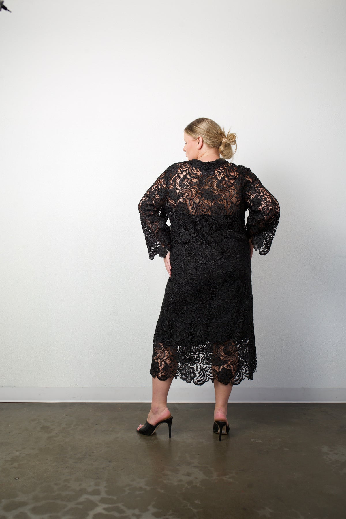 Talitha French Guipure Lace Kaftan Dress - Classic Black