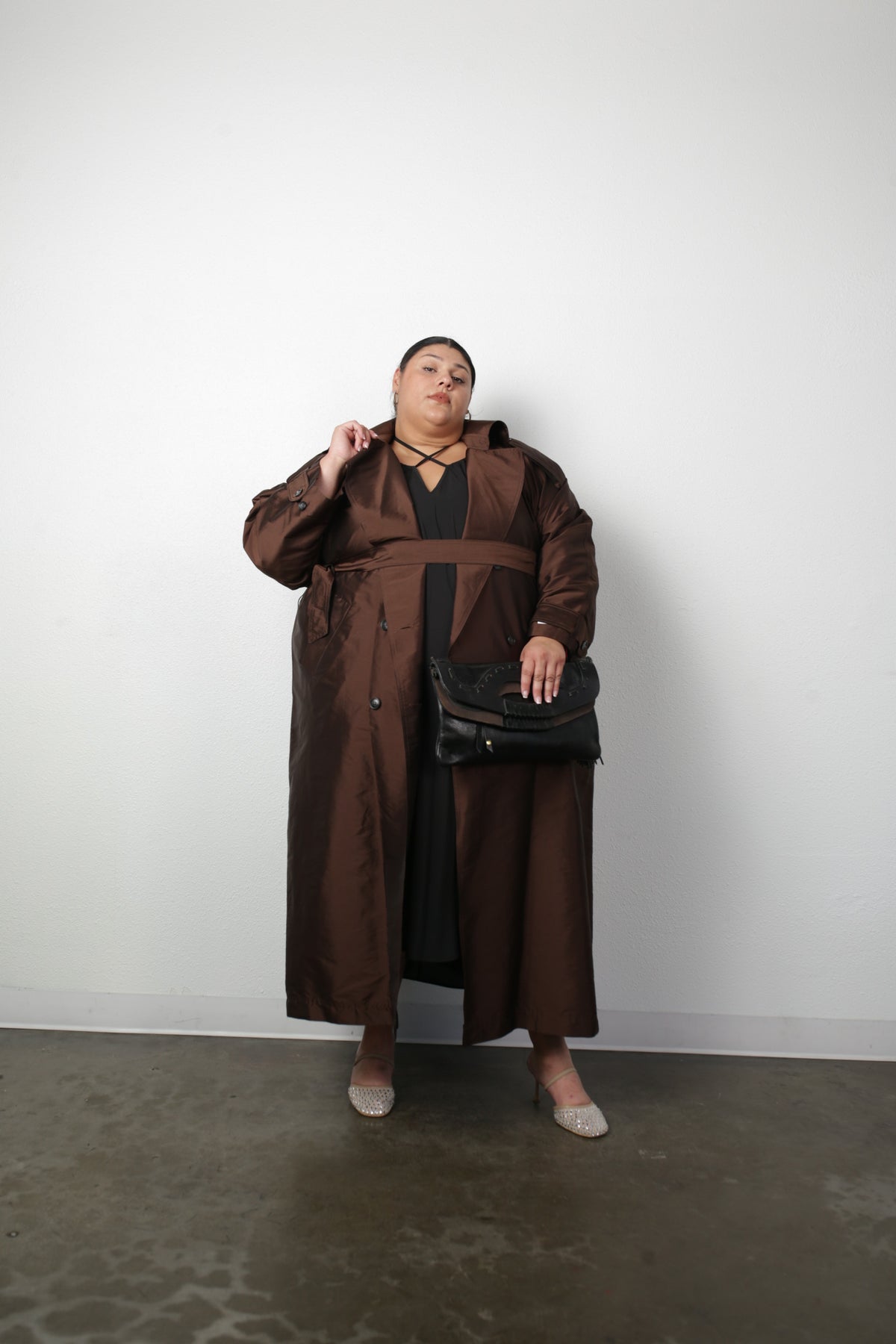 Delia Long Oversized Trench- Chocolate