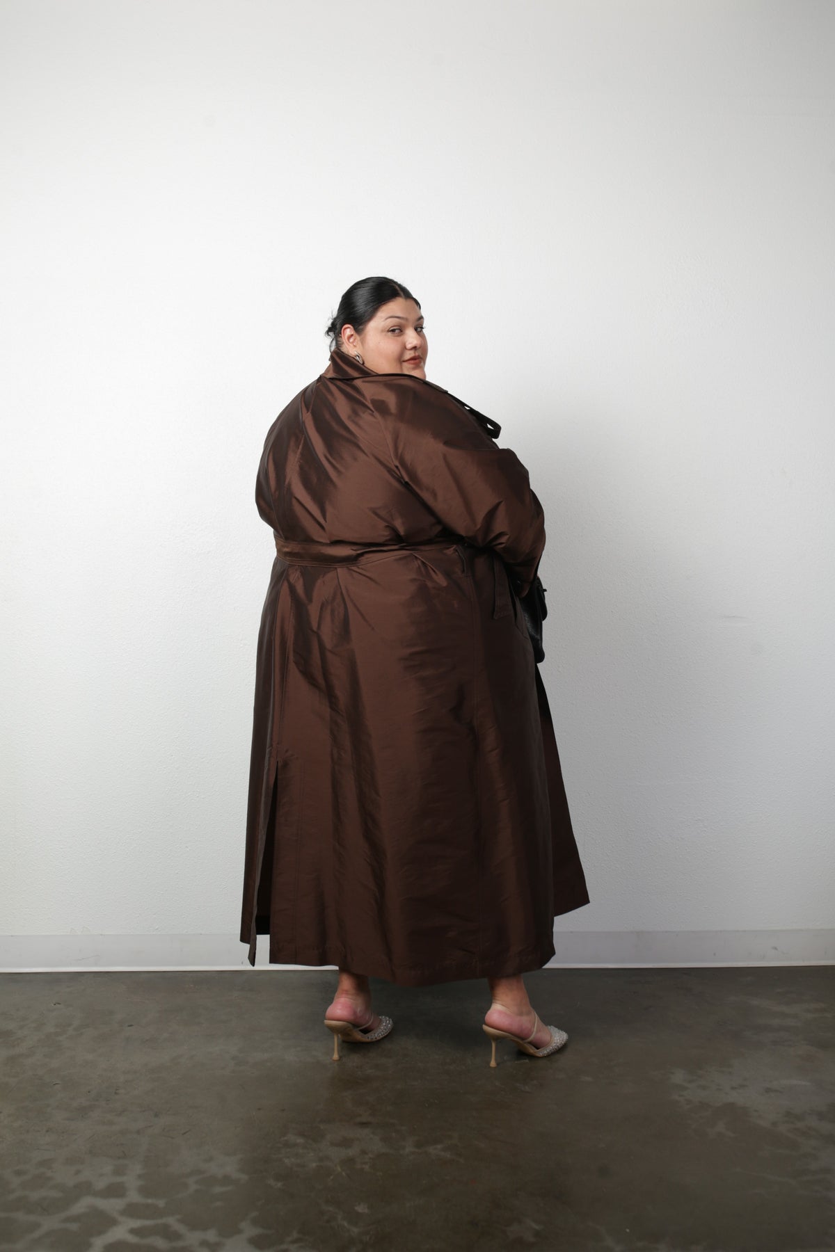 Delia Long Oversized Trench- Chocolate