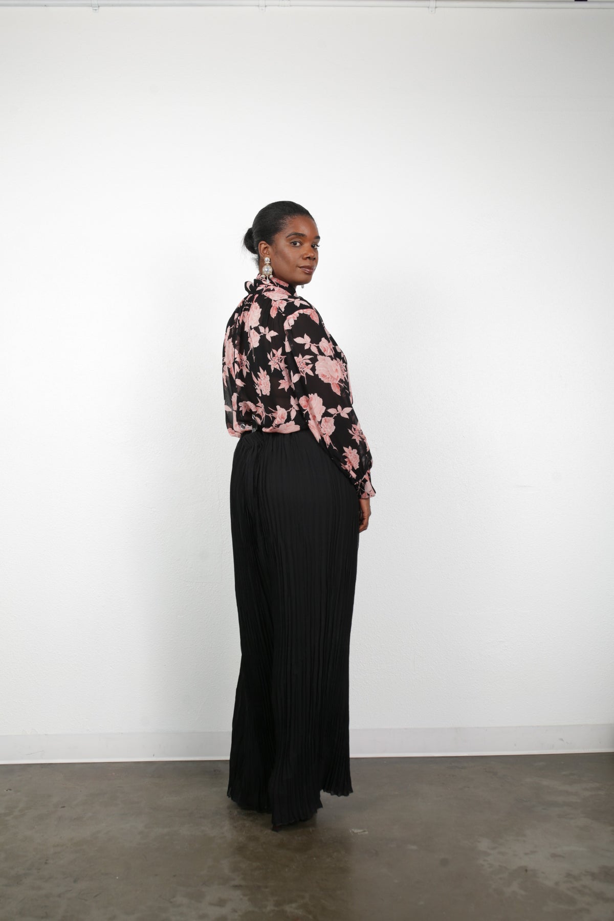 Marion Tie Neck Silk Georgette Blouse - Botanical
