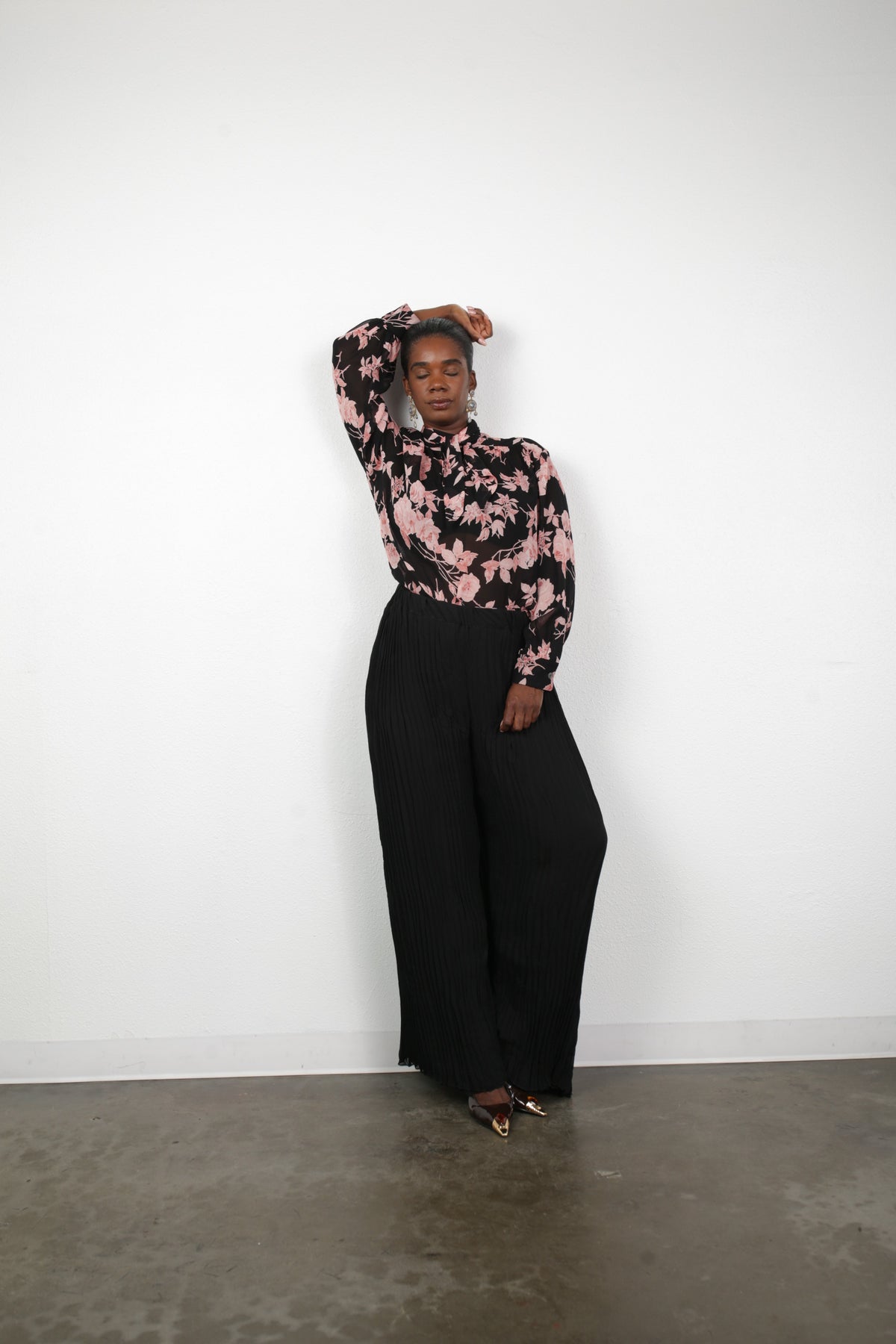 The Marion Tie Neck Silk Georgette Blouse - Botanical