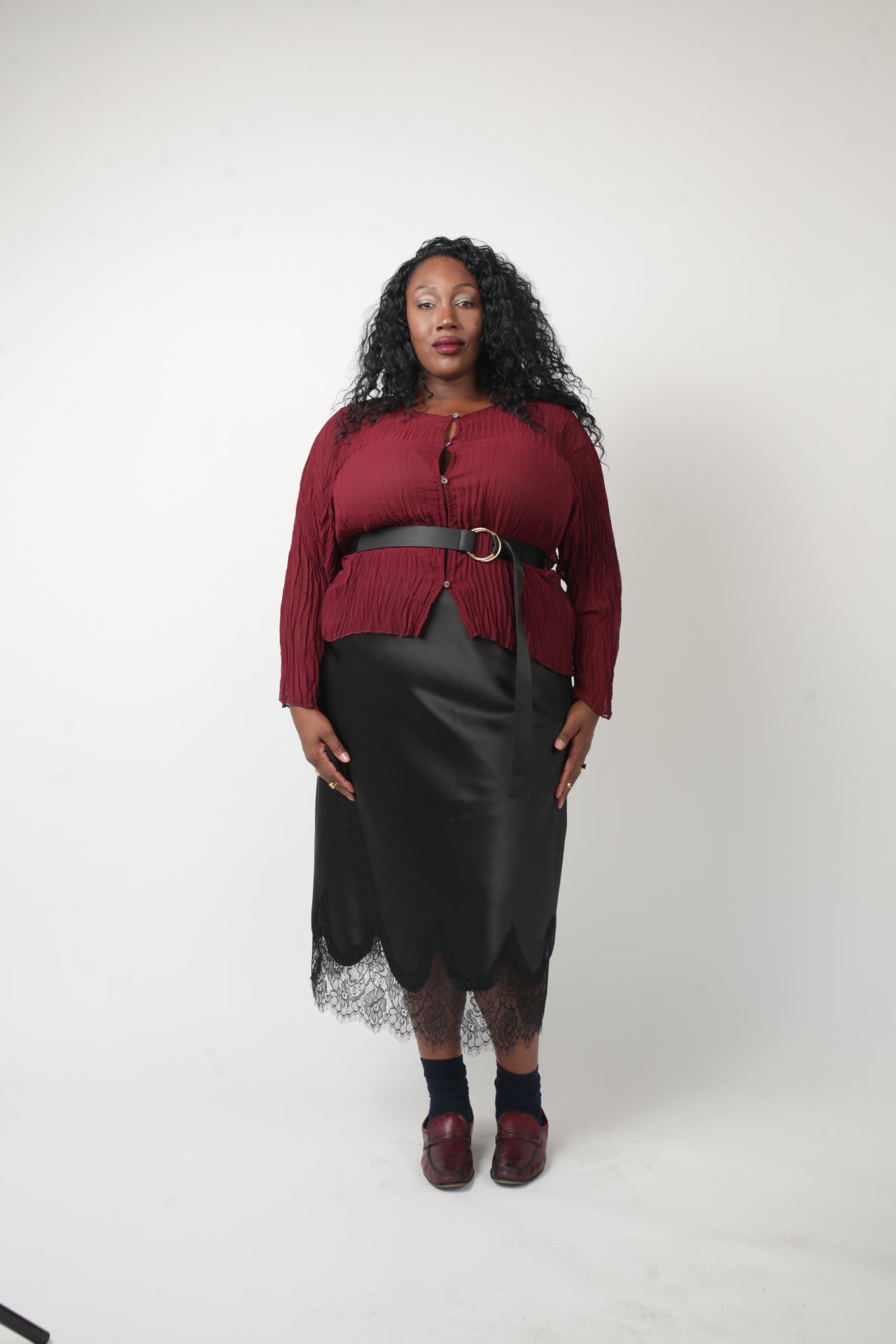 Bias Lace Slip Skirt- Classic Black