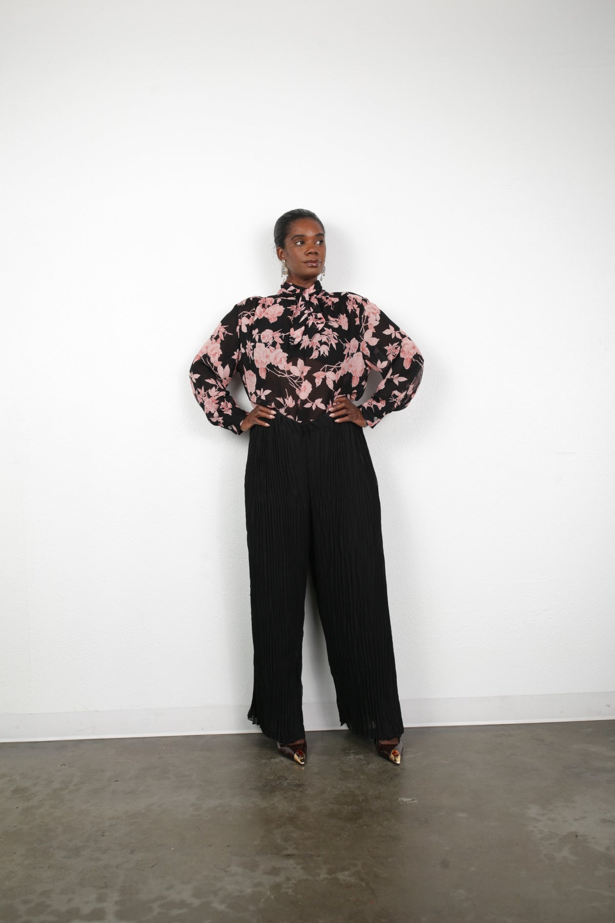 The Marion Tie Neck Silk Georgette Blouse - Botanical