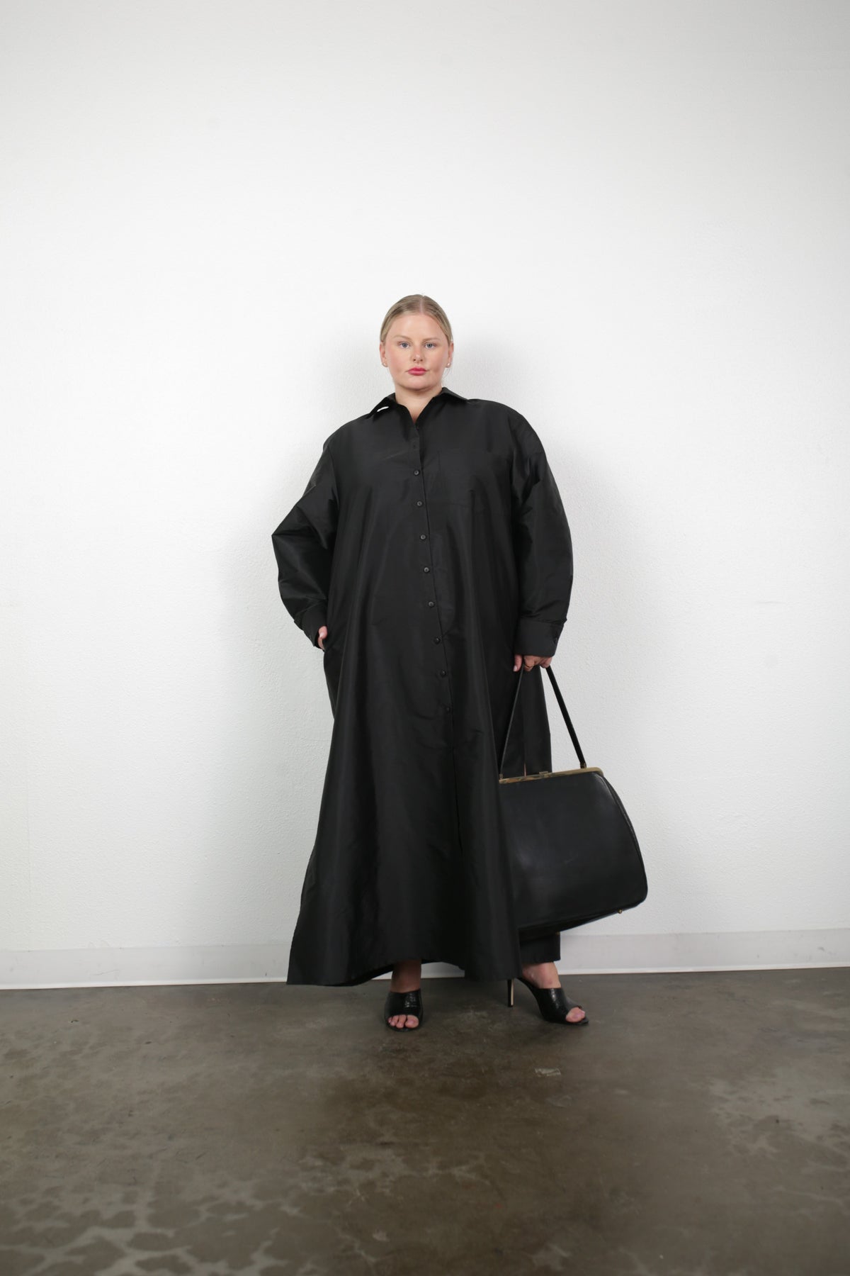 Ultra Maxi Shirt Dress - Dupioni Classic Black