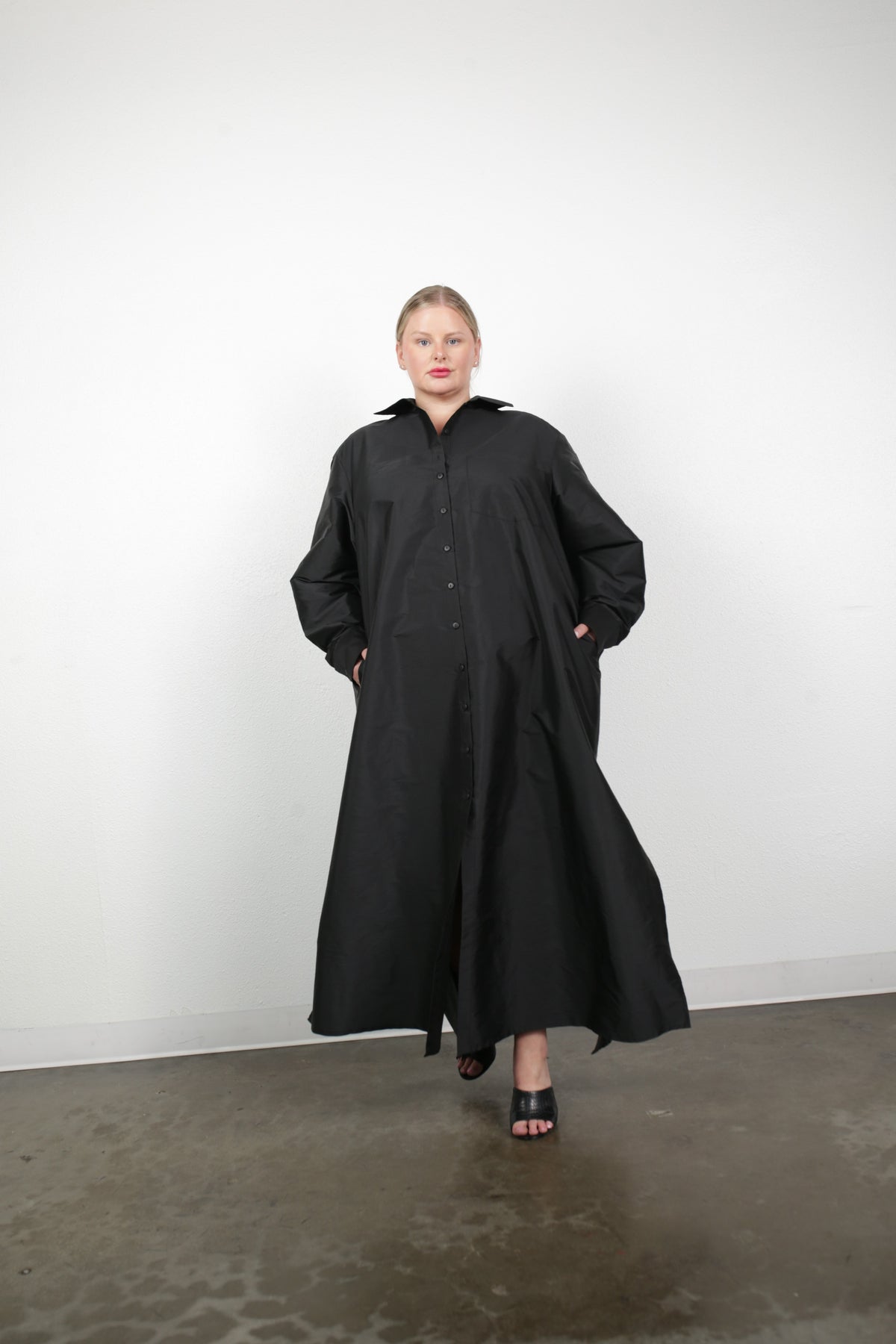 Ultra Maxi Shirt Dress - Dupioni Classic Black