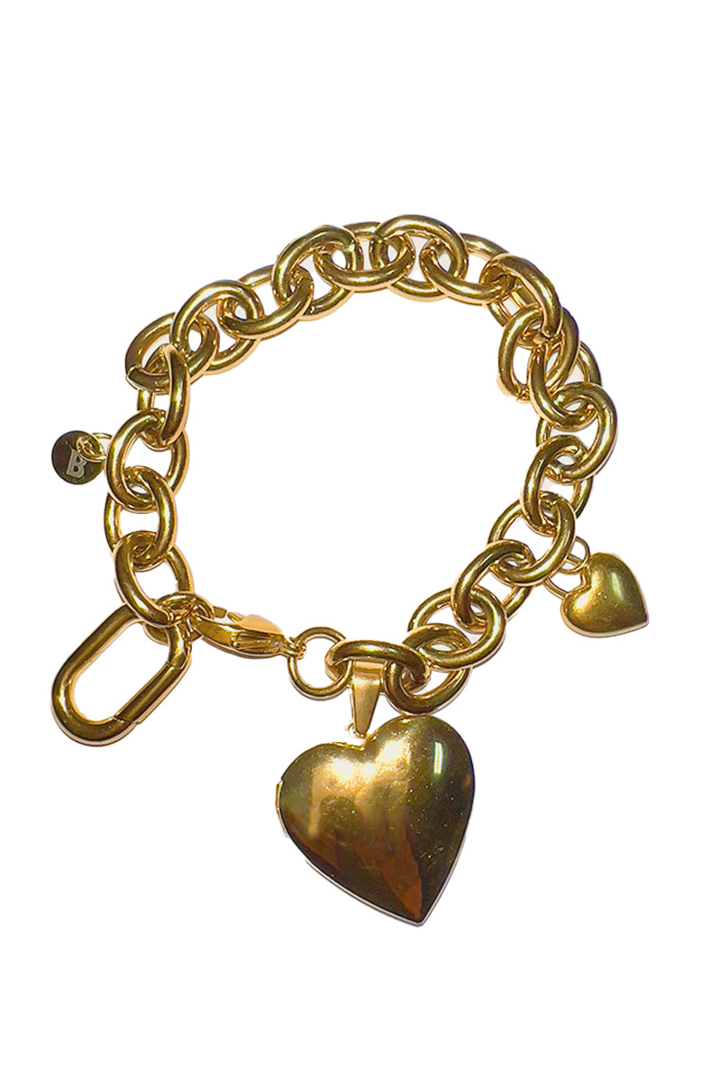 Double Love Charm Bracelet- Gold