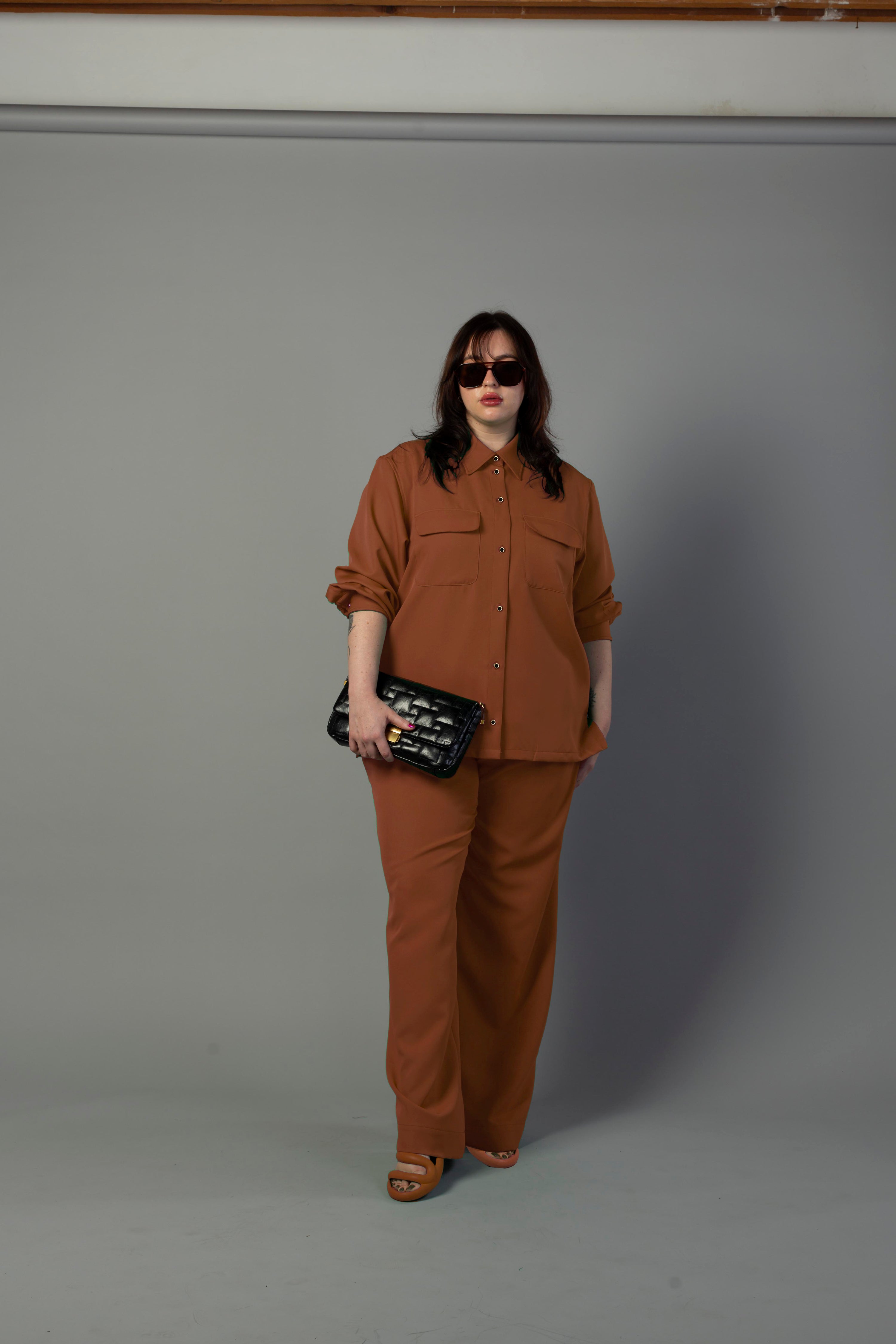 Riley Wide Pajama Style Pant- Terracotta