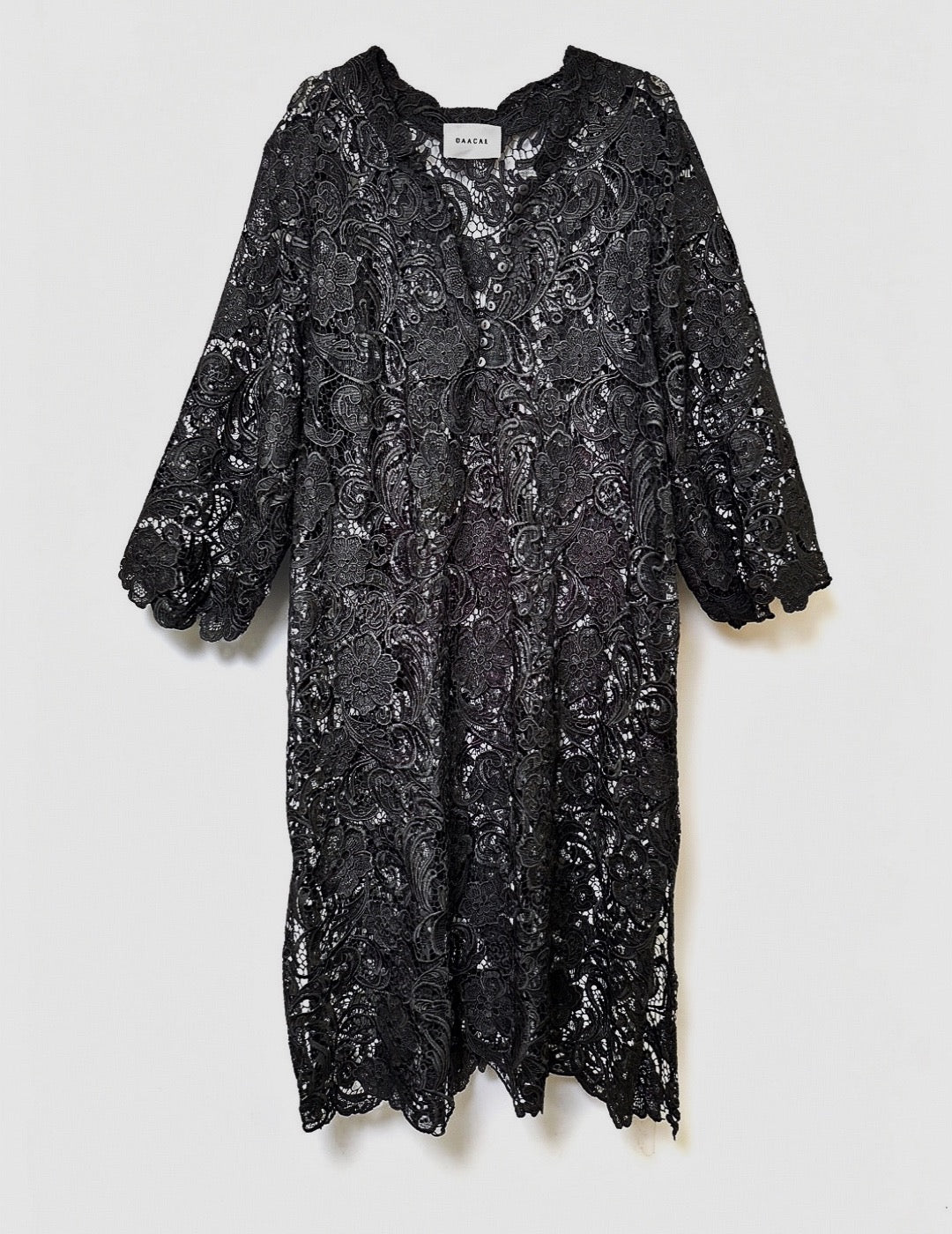 Talitha French Guipure Lace Kaftan Dress - Classic Black