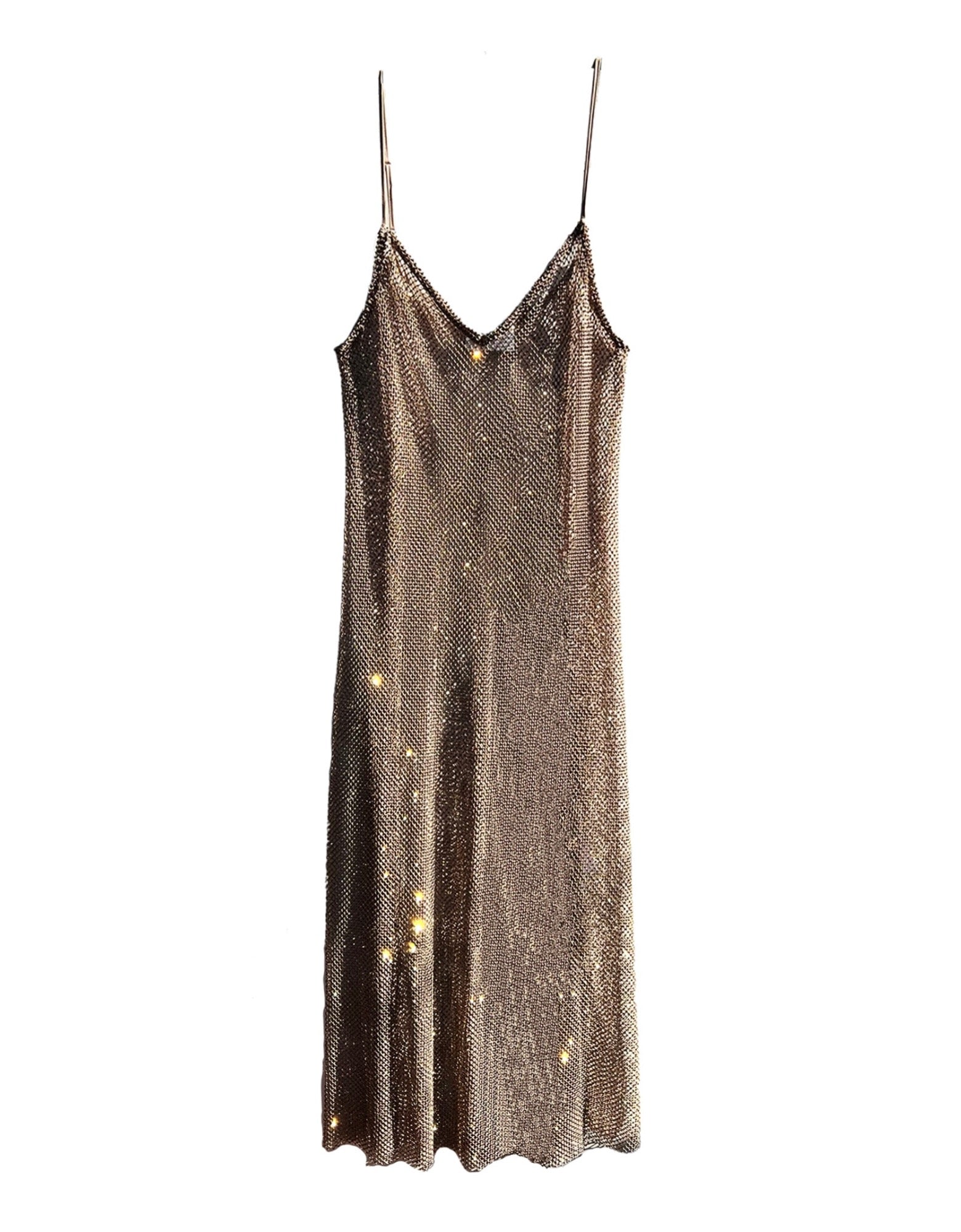 The Crystal Stone Mesh Dress- Champagne – Baacal