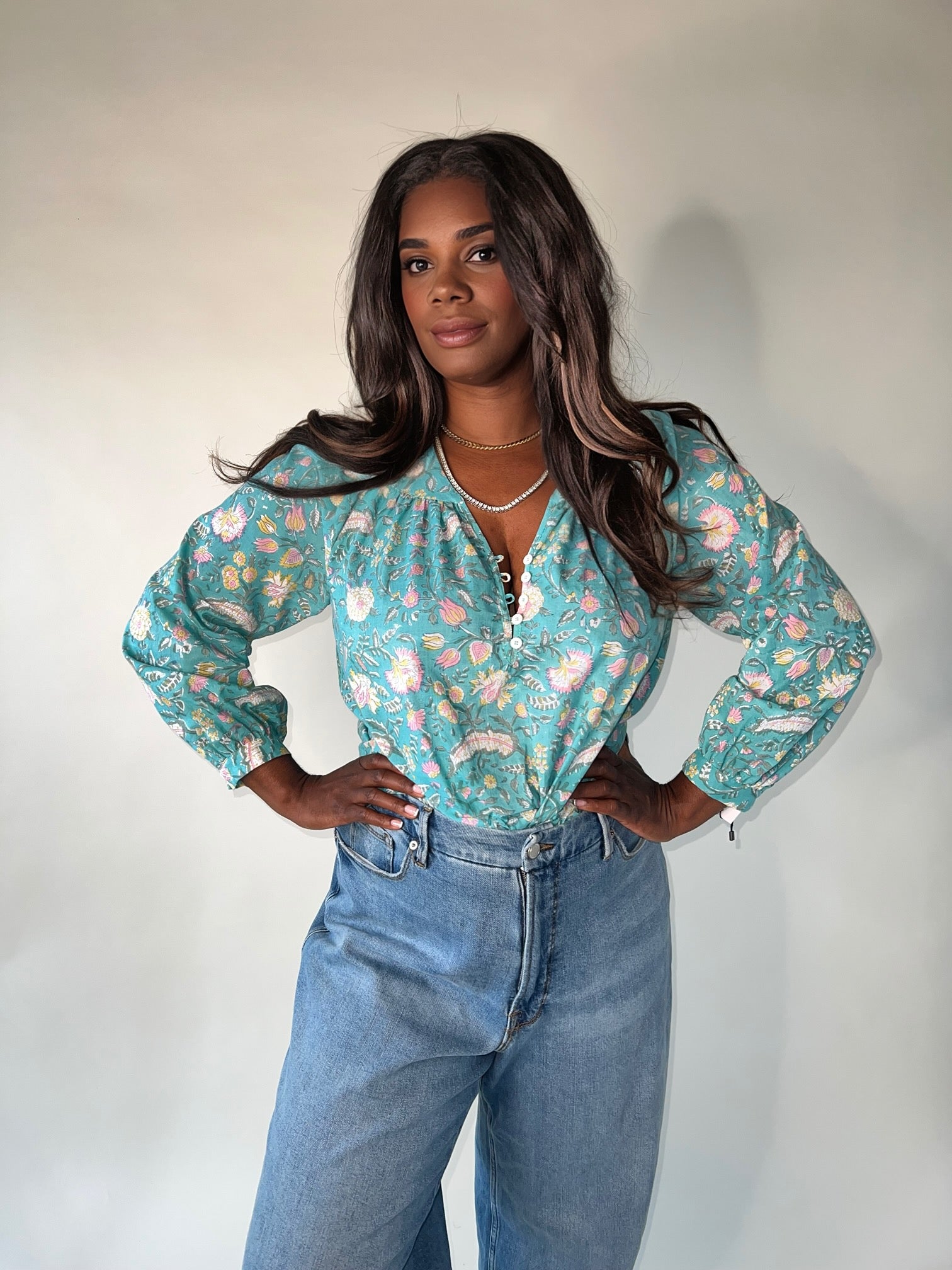 Carly Blouse- Aqua