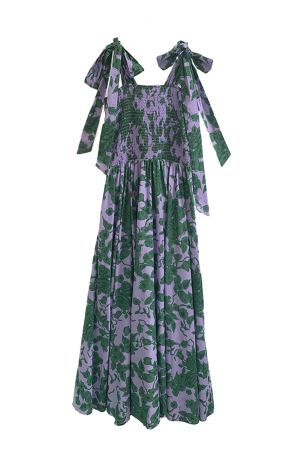 Floral Print Sundress - Smocked Bodice - The Brooke (purple and green)- Plus Size and Size Inclusive