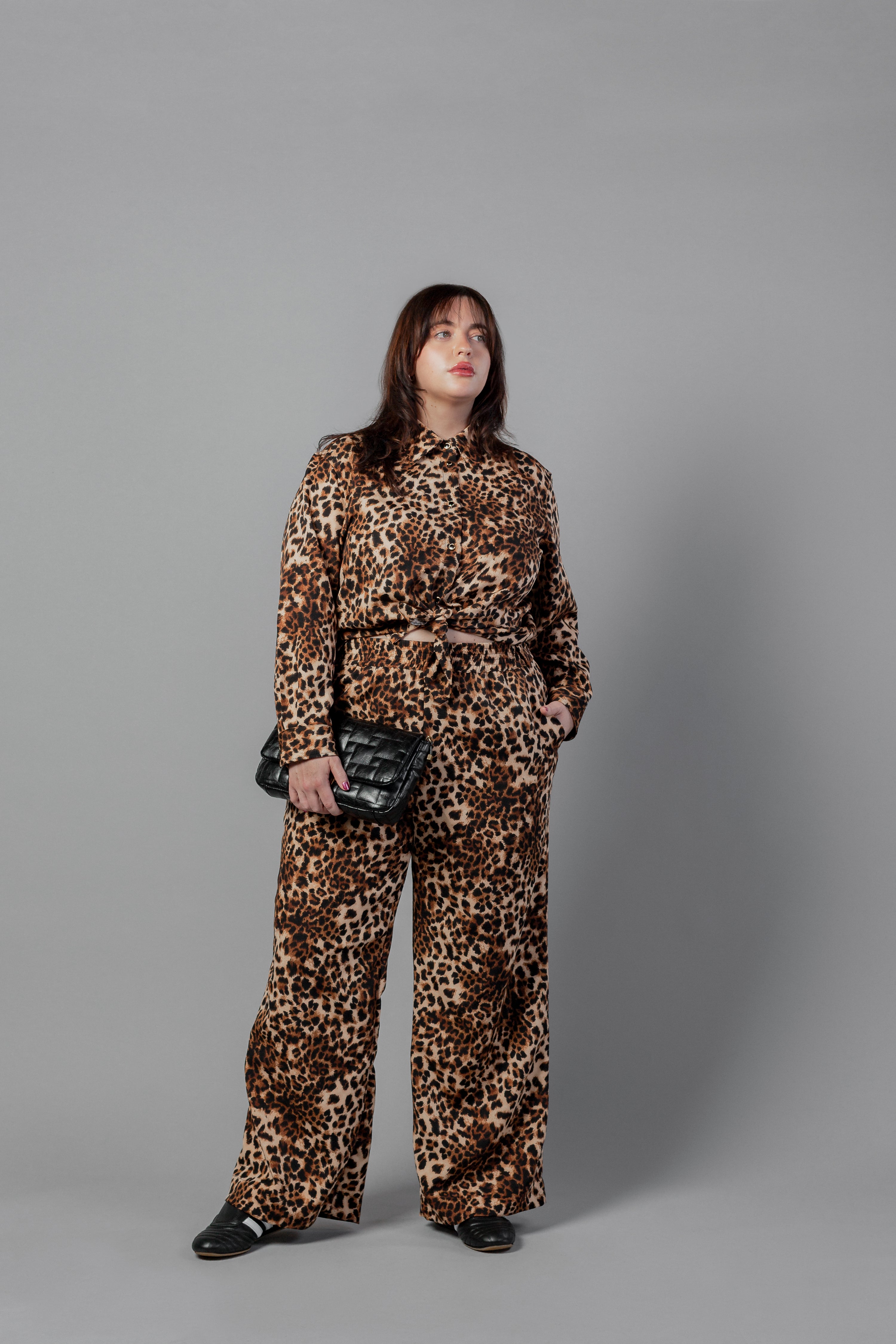 Riley Wide Pajama Style Pant- Leopard