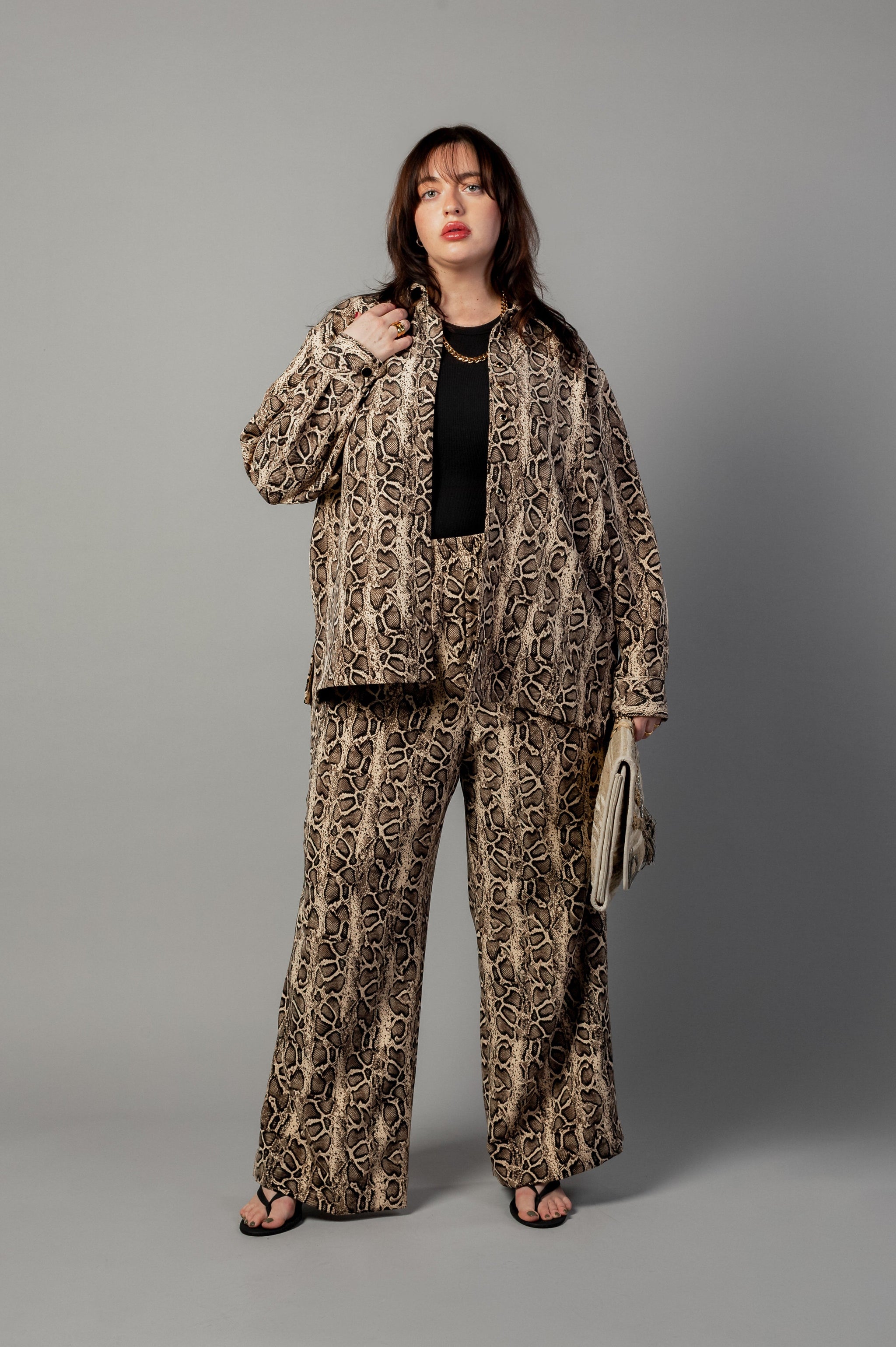Riley Wide Pajama Style Pant- Python – Baacal