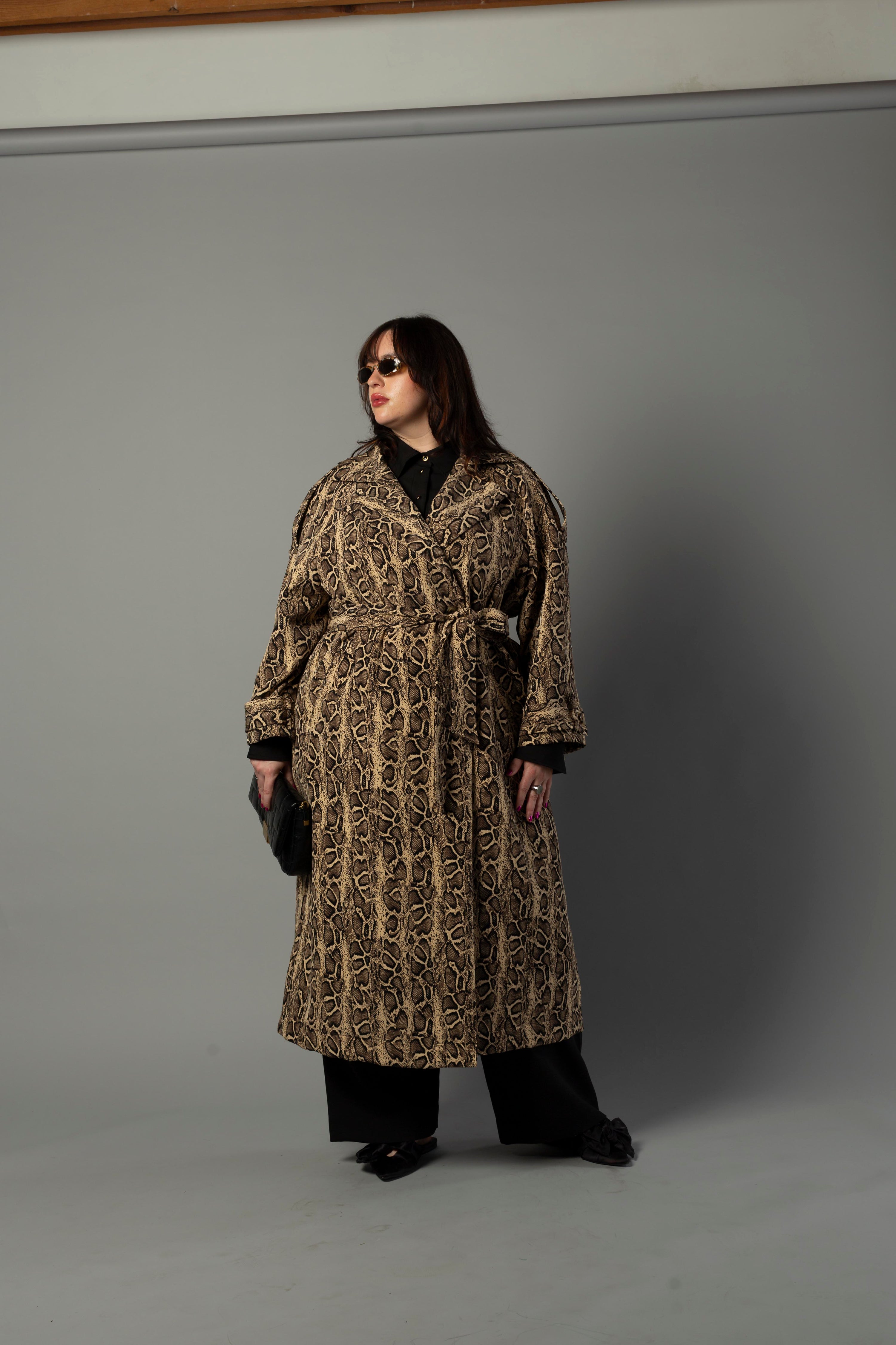 Aria Double Breasted Trench- Python