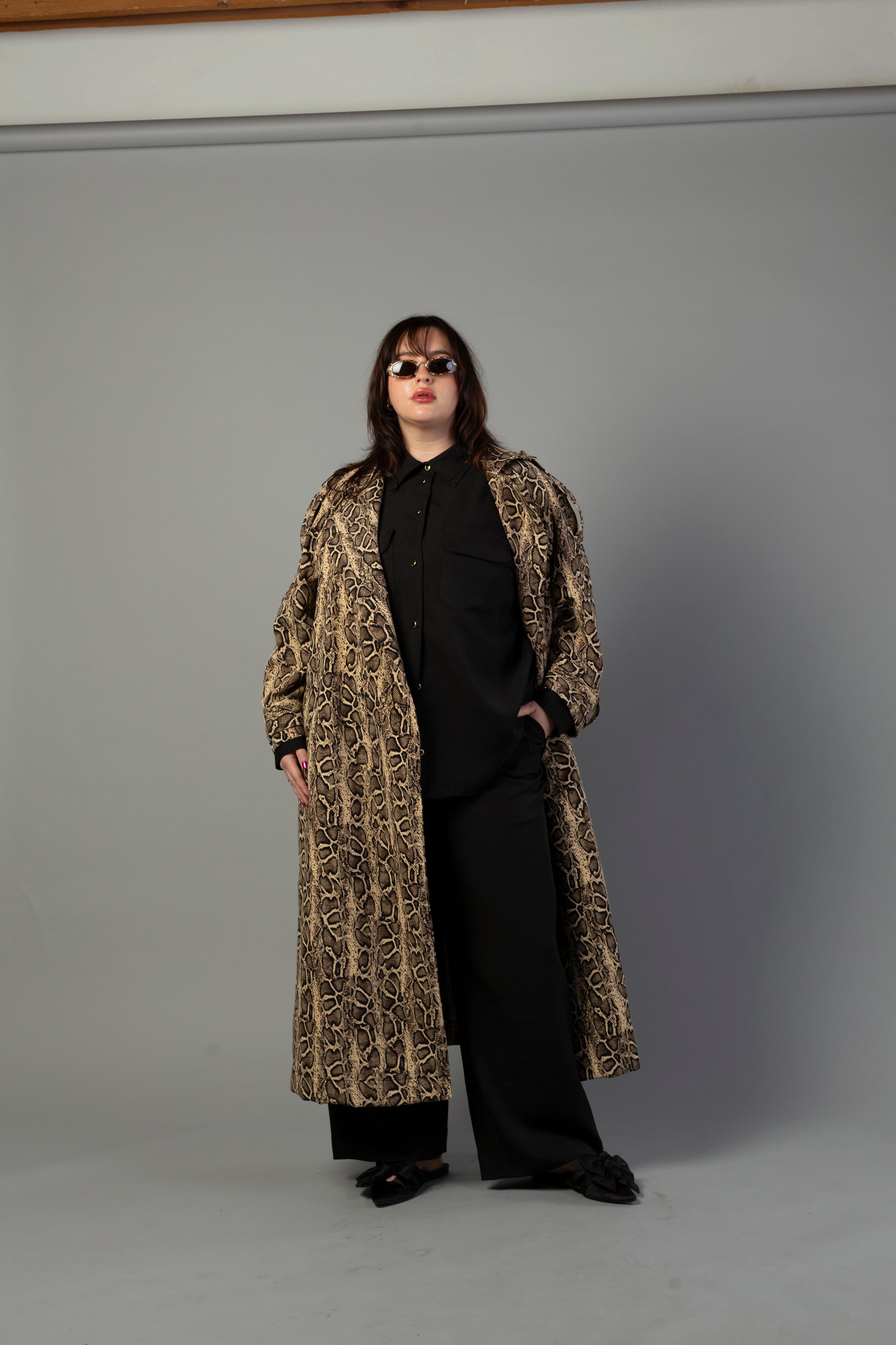 Aria Double Breasted Trench- Python