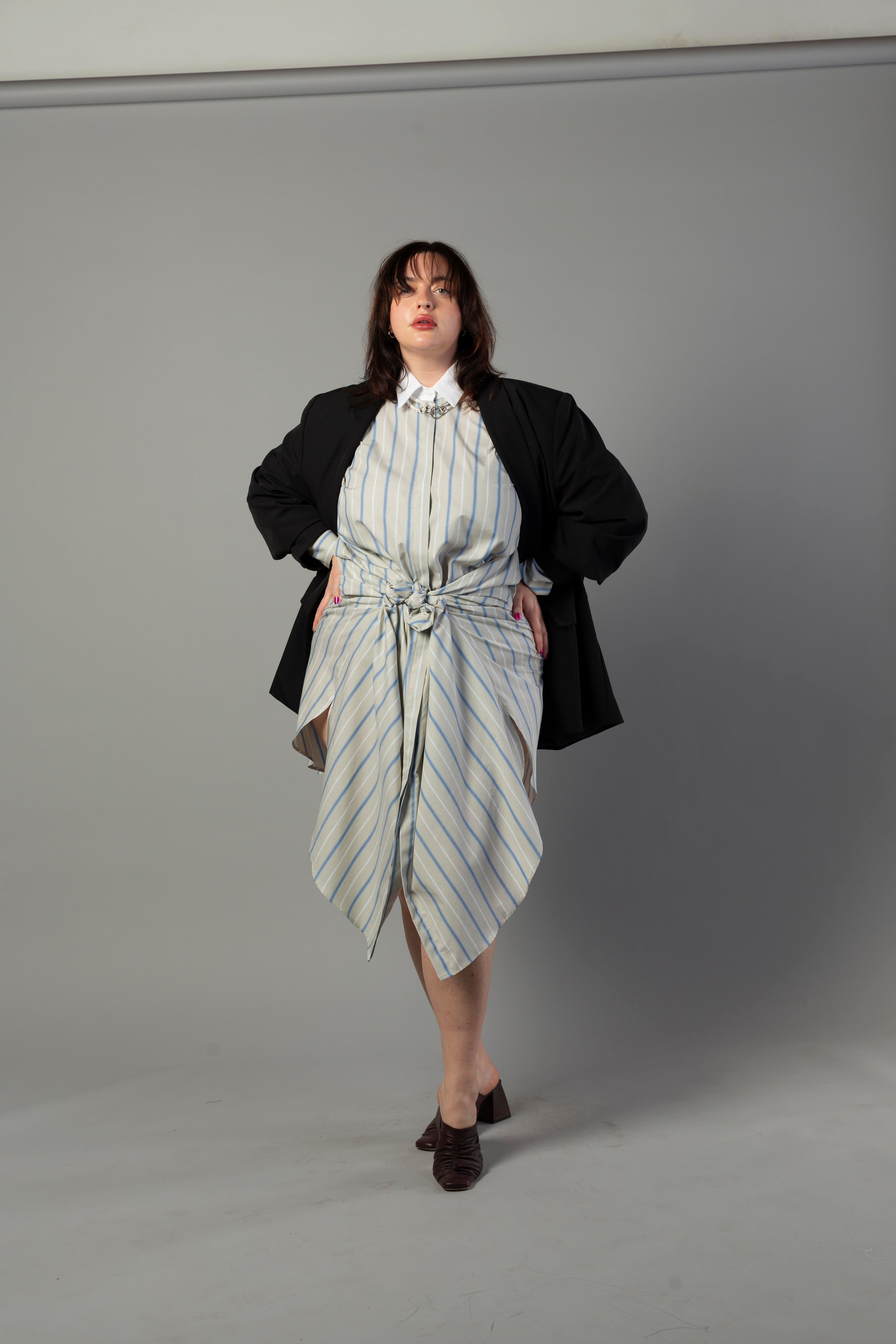 Mia Oversized Shirt Dress- Multi Stripe