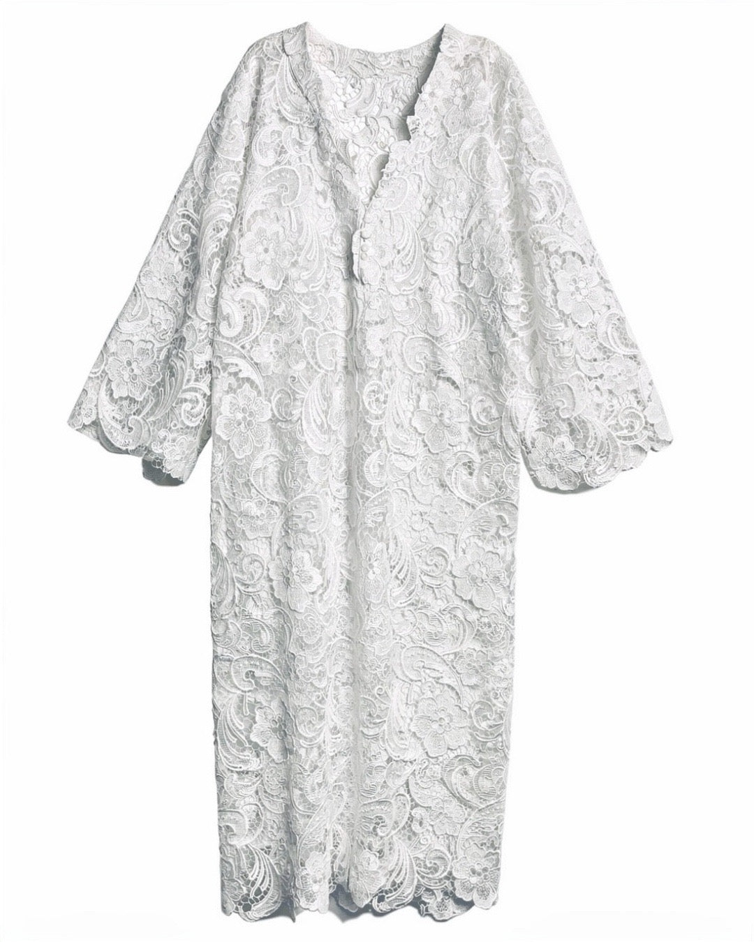 Talitha French Guipure Lace Kaftan Dress - Ivory