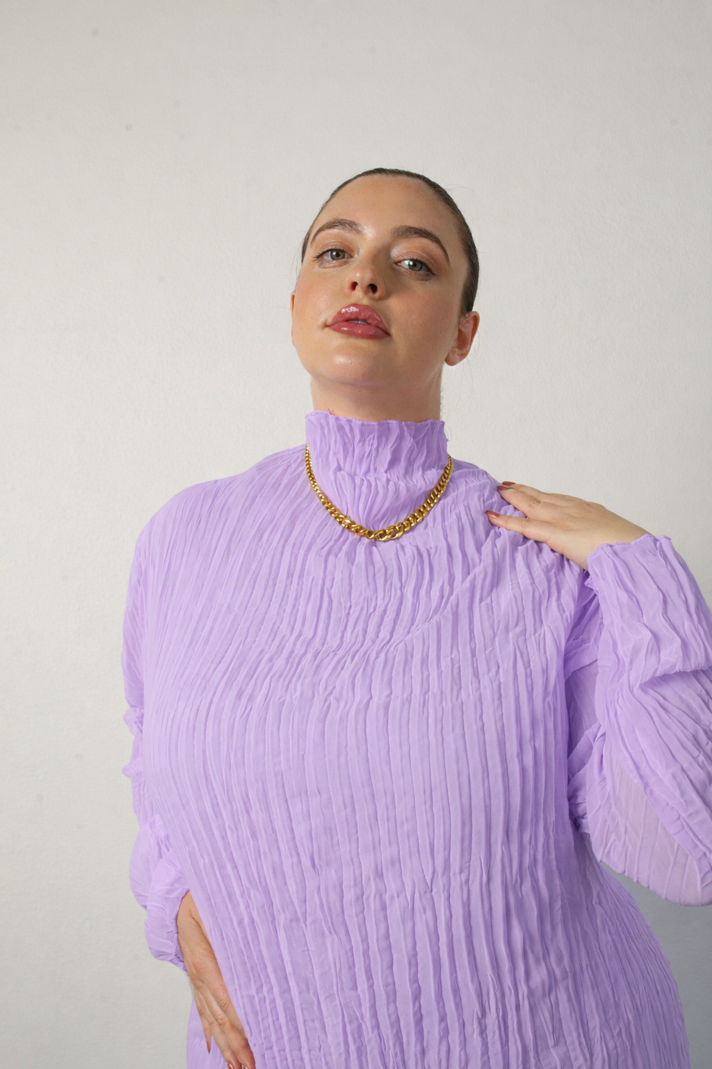 Esme pleated top on model