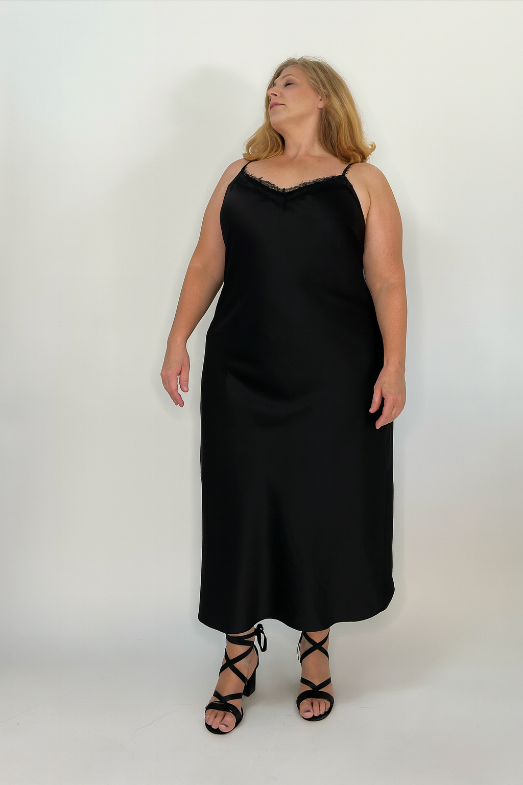 Eva Lace Slip Dress - Black