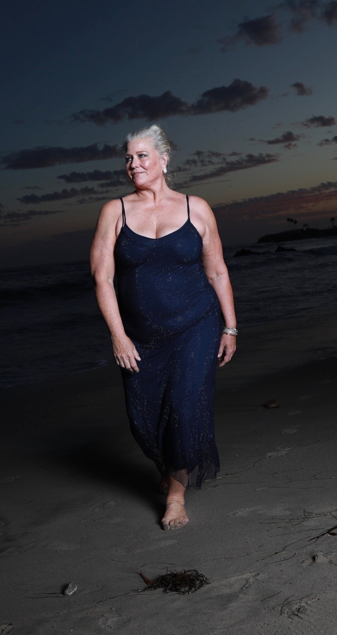 The Crystal Stone Mesh Dress- Midnight Blue