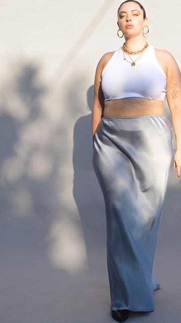 Eudora Maxi Bias Skirt- Silver