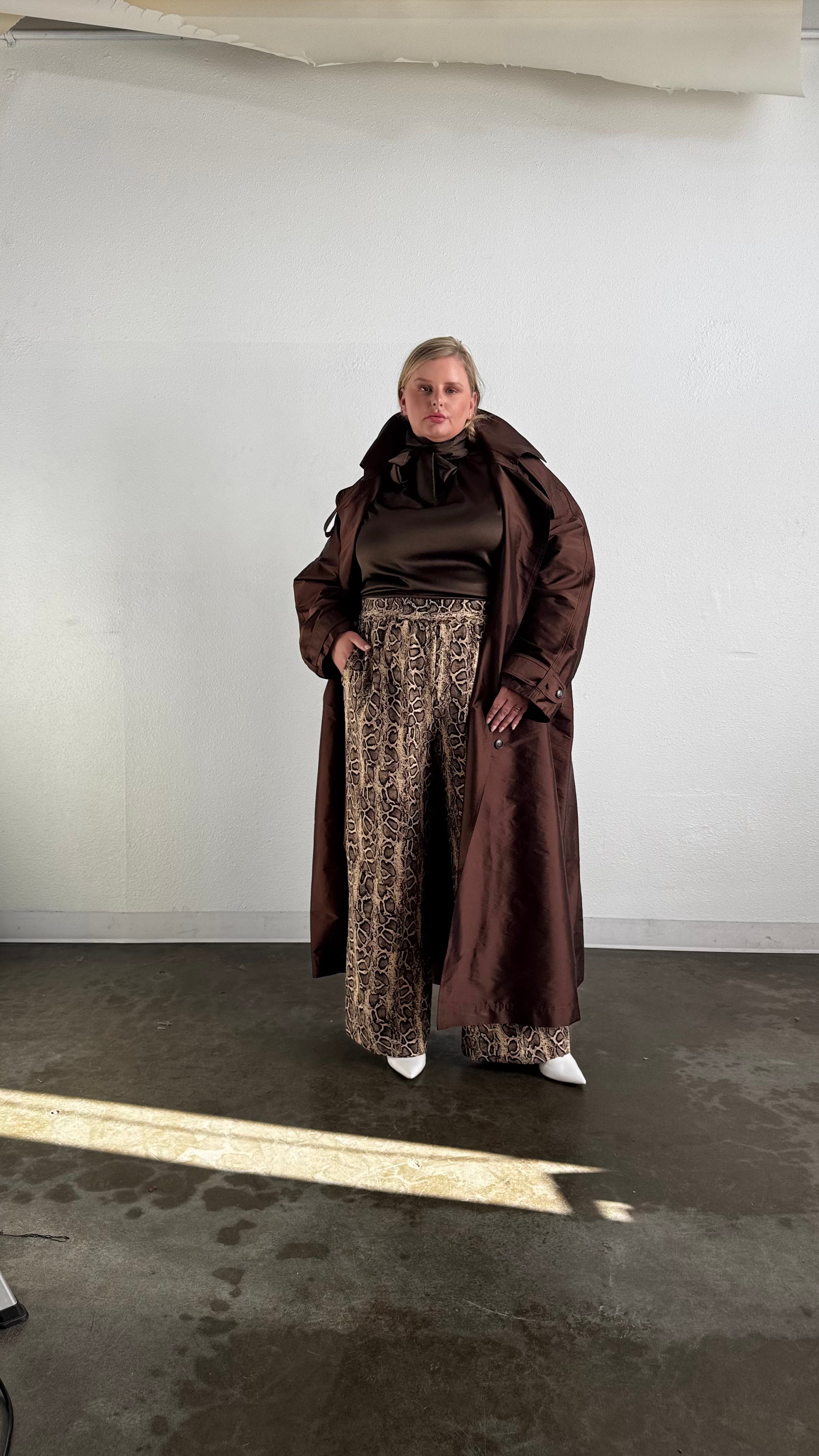 Delia Long Oversized Trench- Chocolate