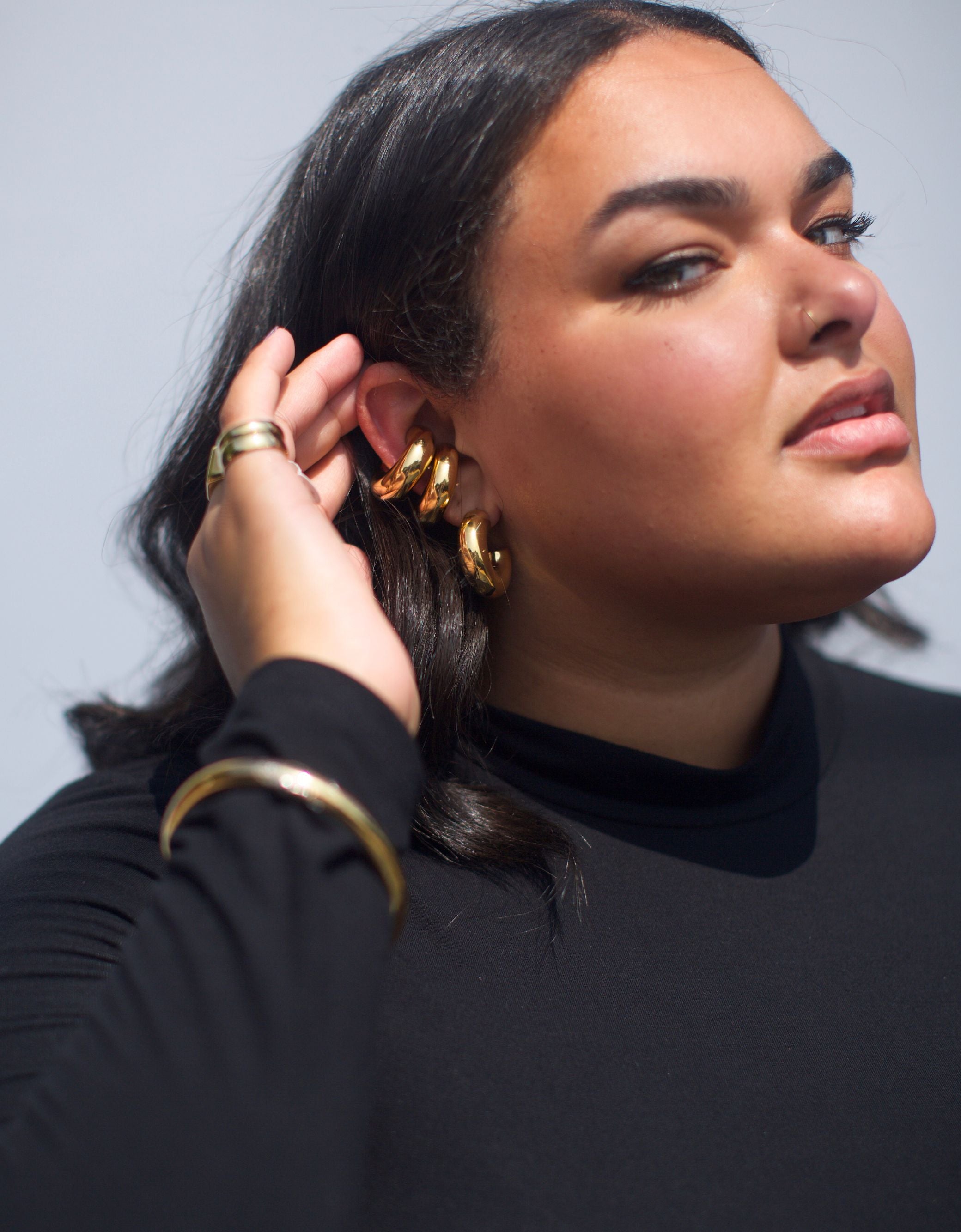 Chunky 1" Gold Hoop Earrings