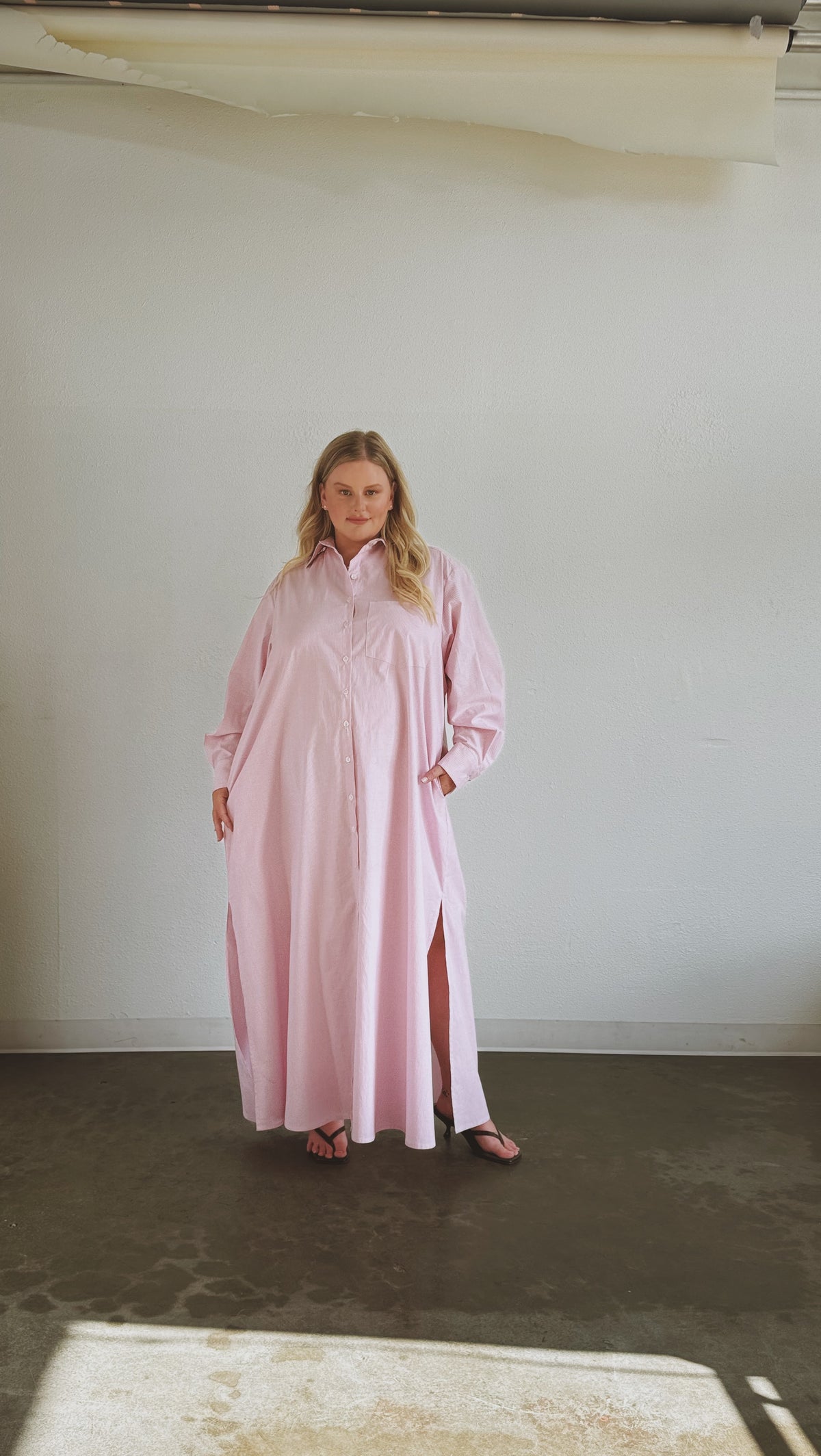 pink maxi shirt dress Ultra Dress- Stripe Cotton – Baacal Made in a beautiful Sexy Club Dress - WLSL6997_WHITE_4-ECOMMERCE-Available US Size:US 22W