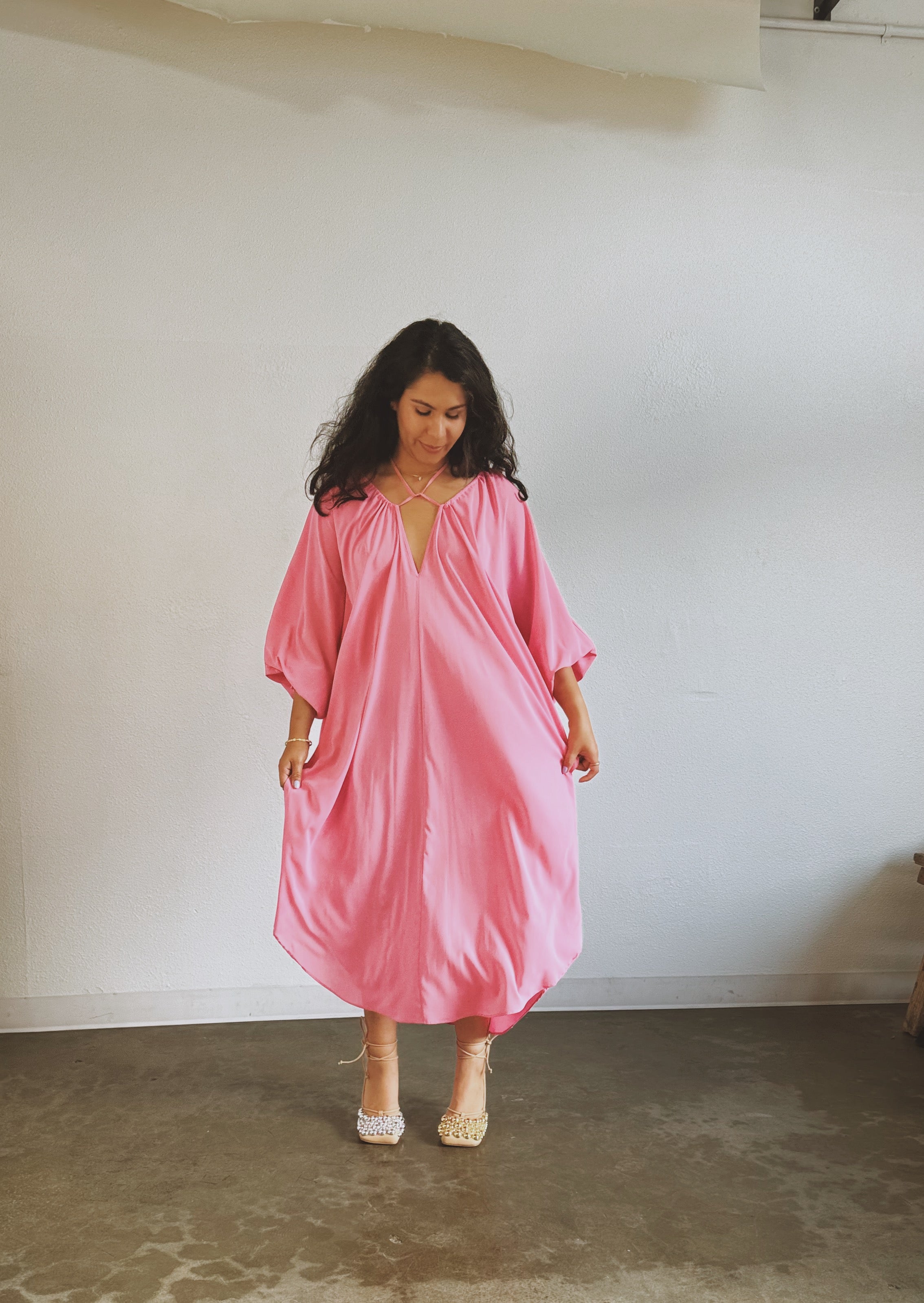 Maxine Kaftan- Blossom Pink — detail, fabric