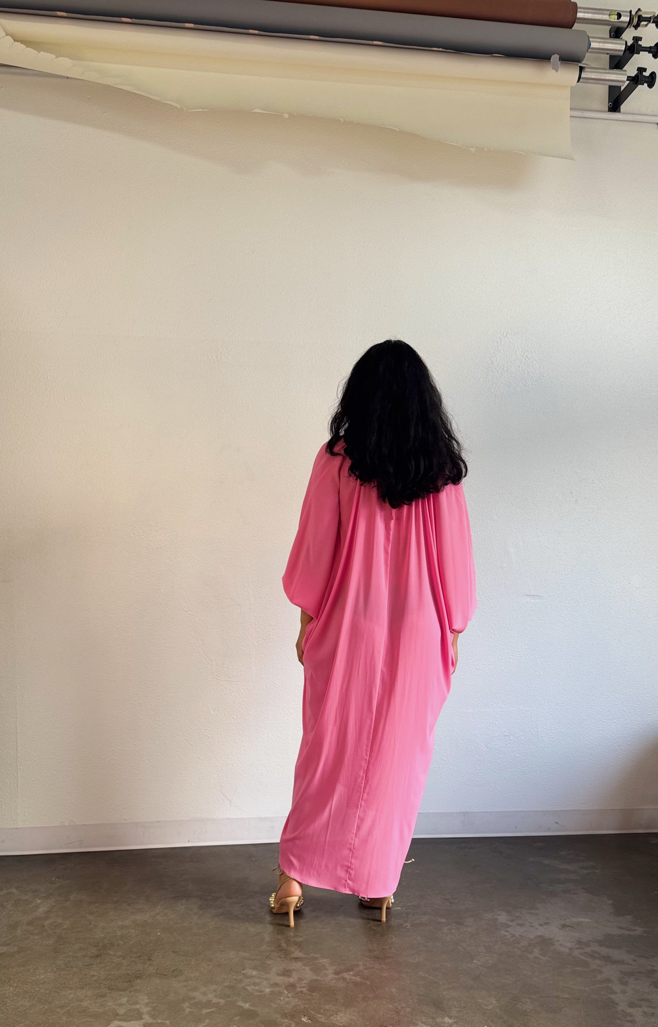 Maxine Kaftan- Blossom Pink — on model, back
