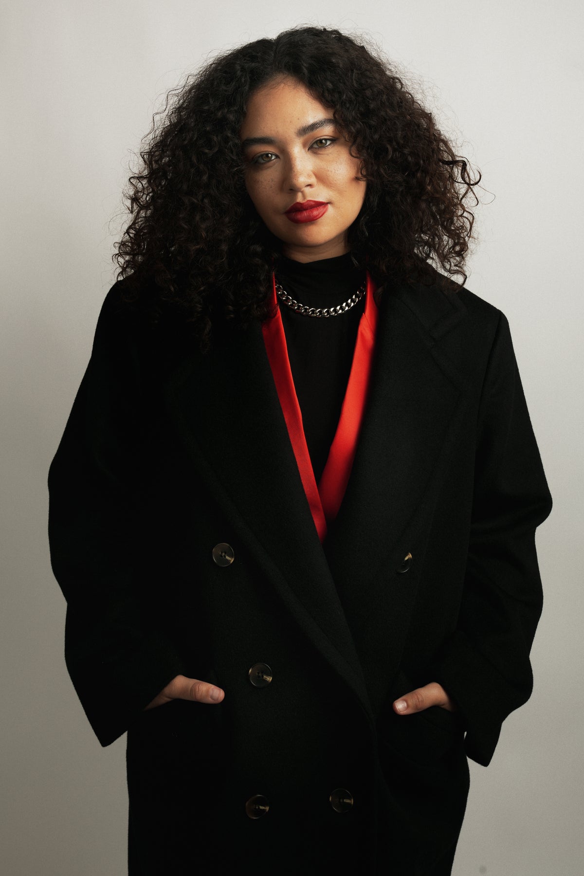 Signature Double Breasted Wool Car Coat - Black