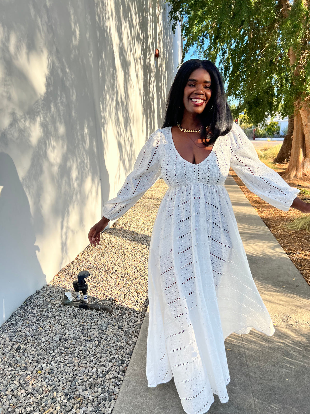 Joni Maxi Dress - Ivory Cotton Eyelet