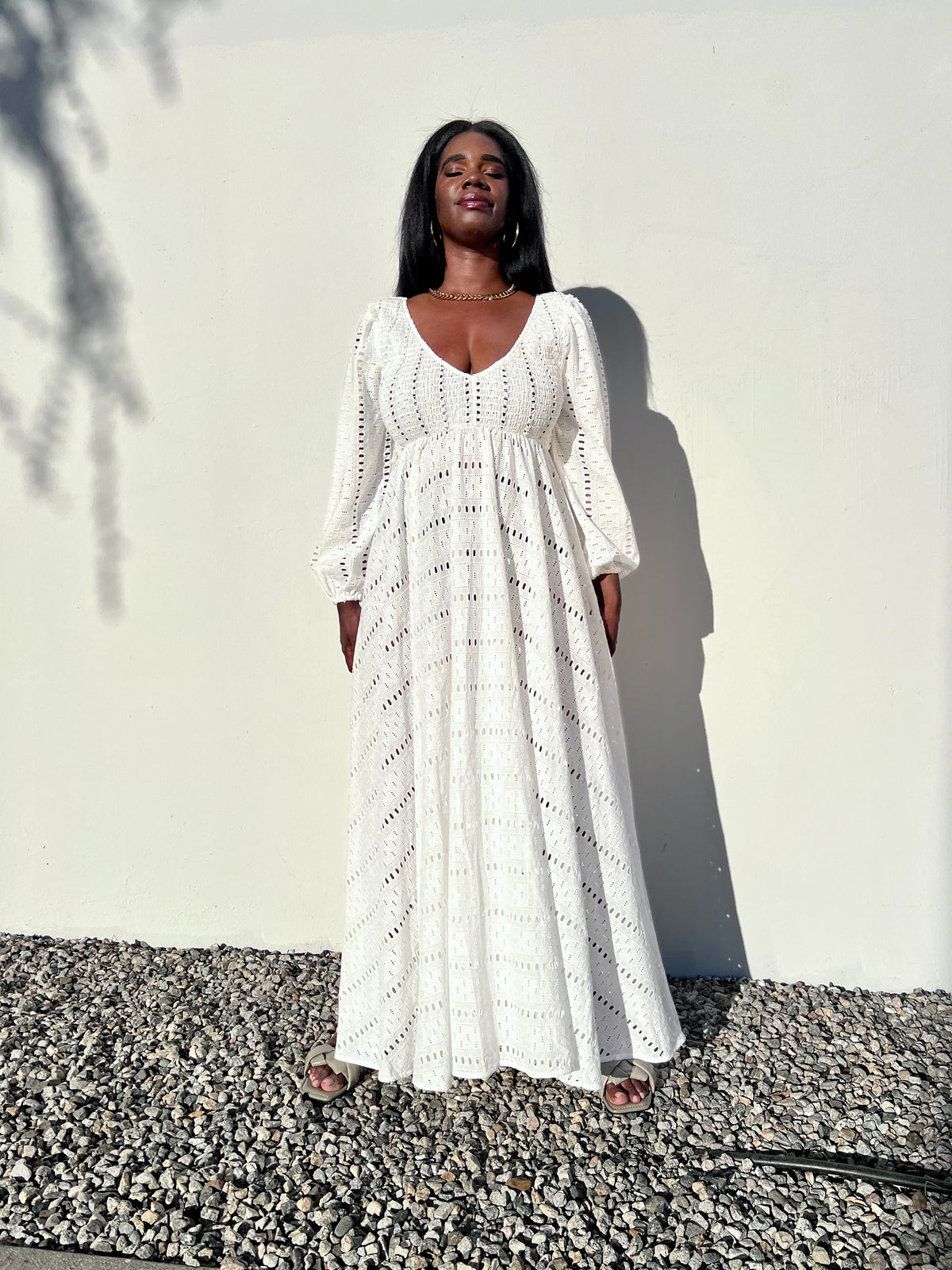 Joni Maxi Dress - Ivory Cotton Eyelet