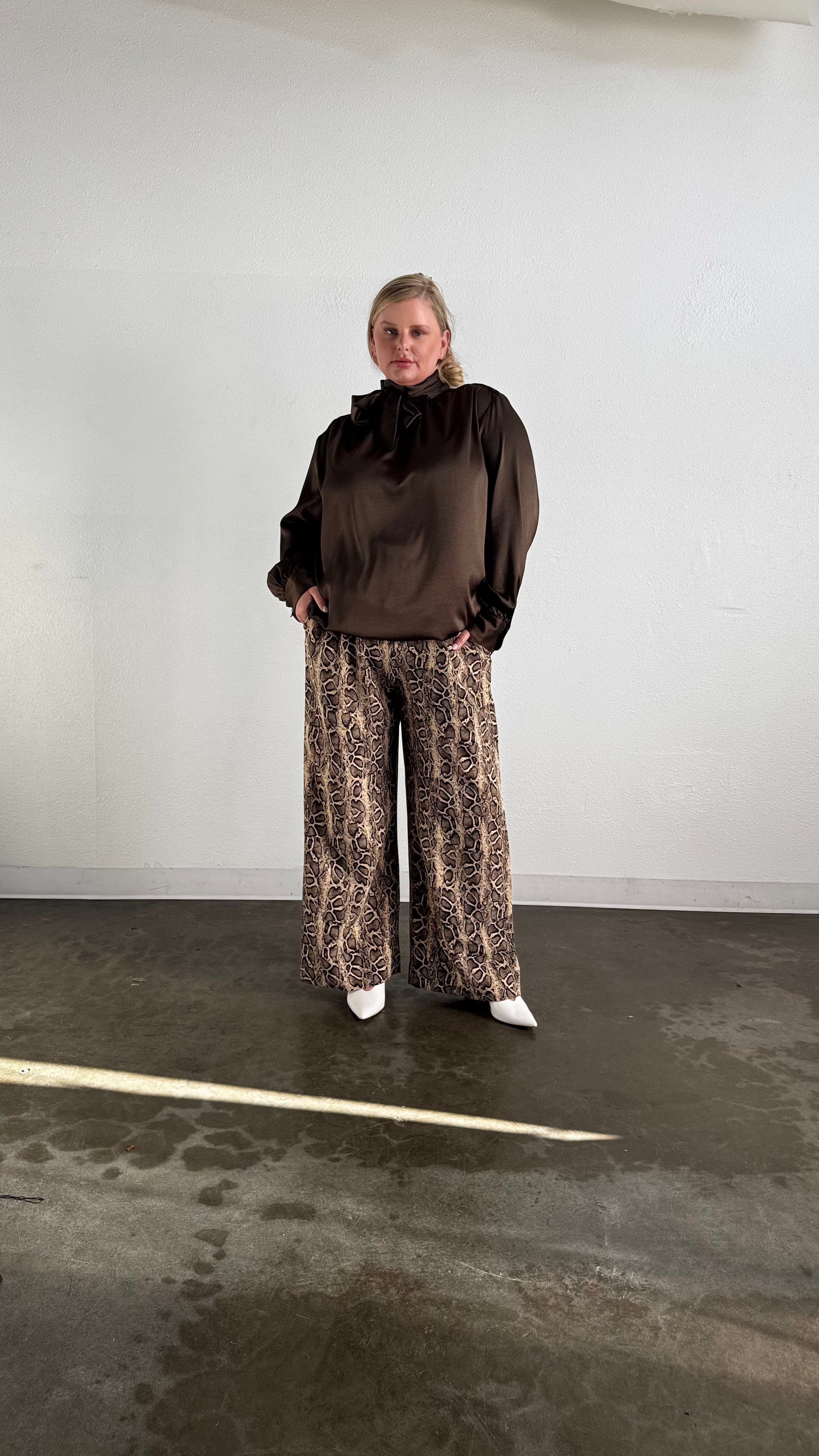 Riley Wide Pajama Style Pant- Python