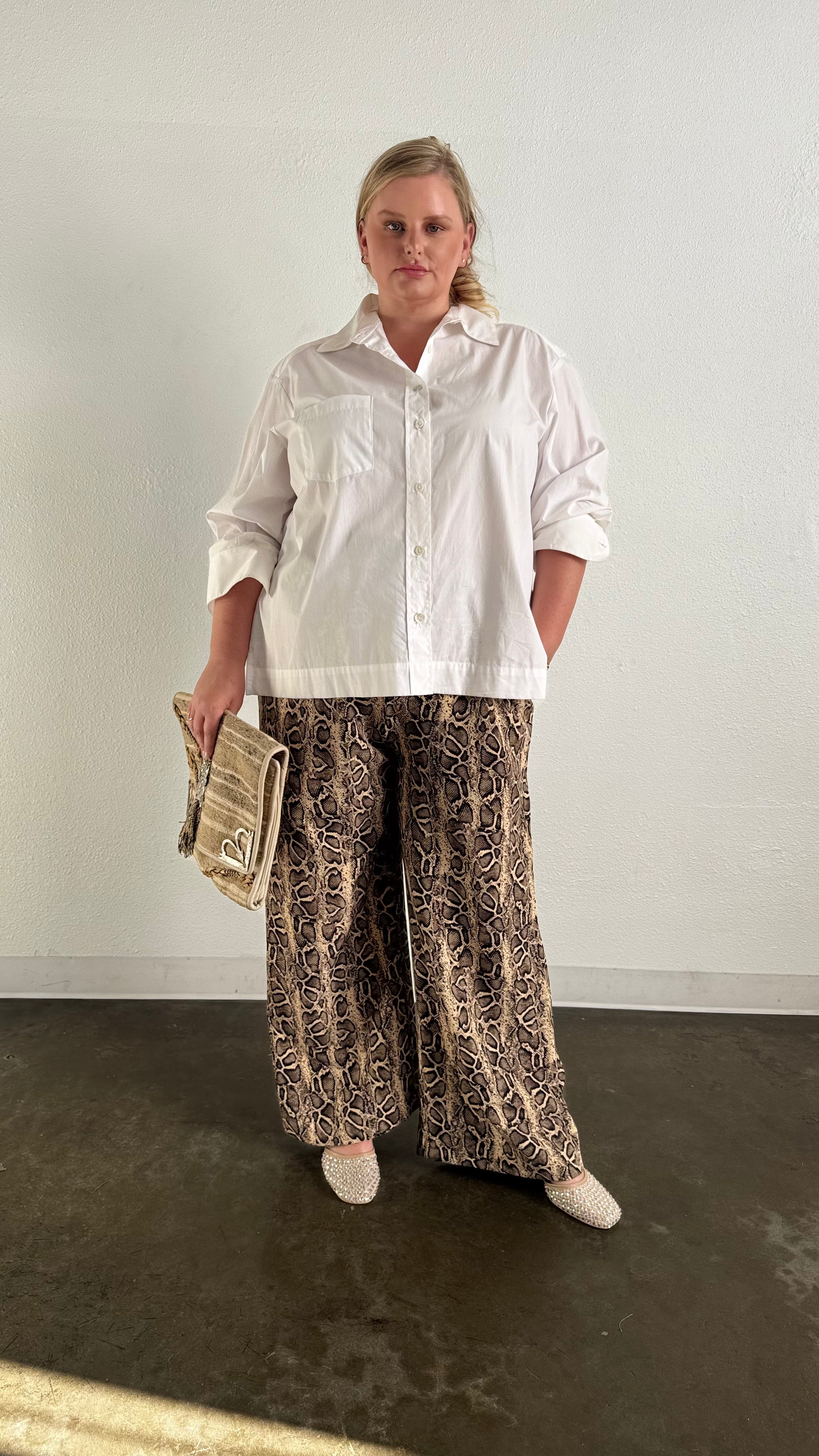 Riley Wide Pajama Style Pant- Python