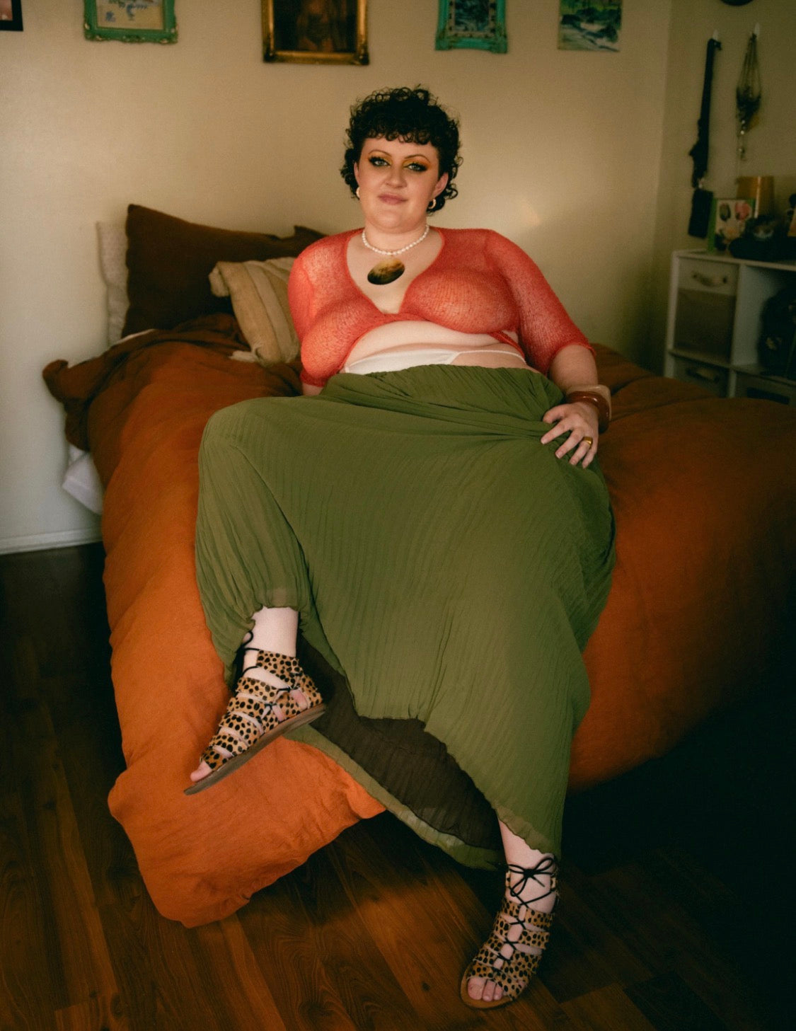 Rue Pleated Skirt- Reversible Olive Green/ Brown
