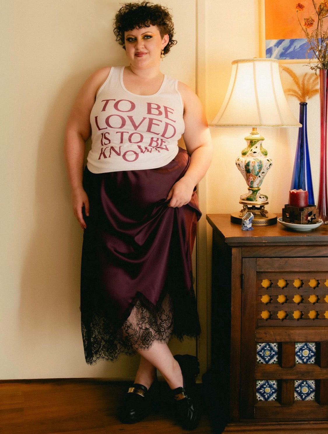 Bias Lace Skirt- Plum/ Black