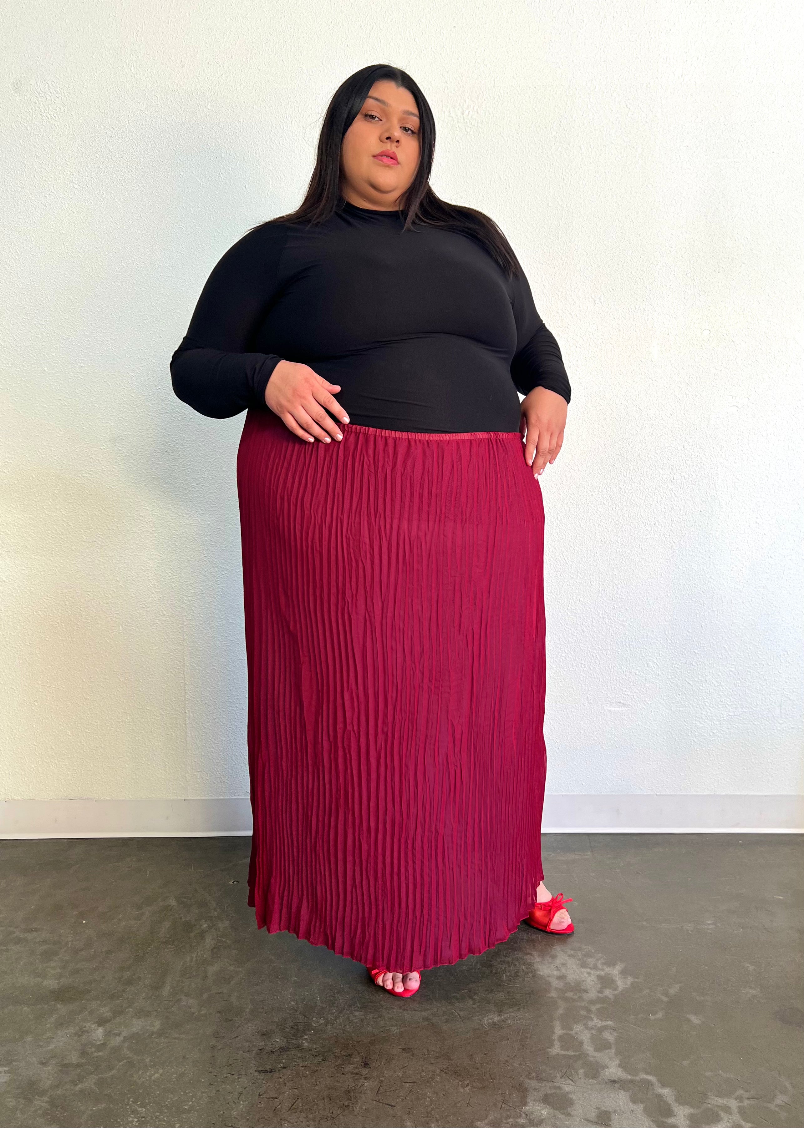 Rue Pleated Skirt- Reversible Coppen Blue/ Burgundy