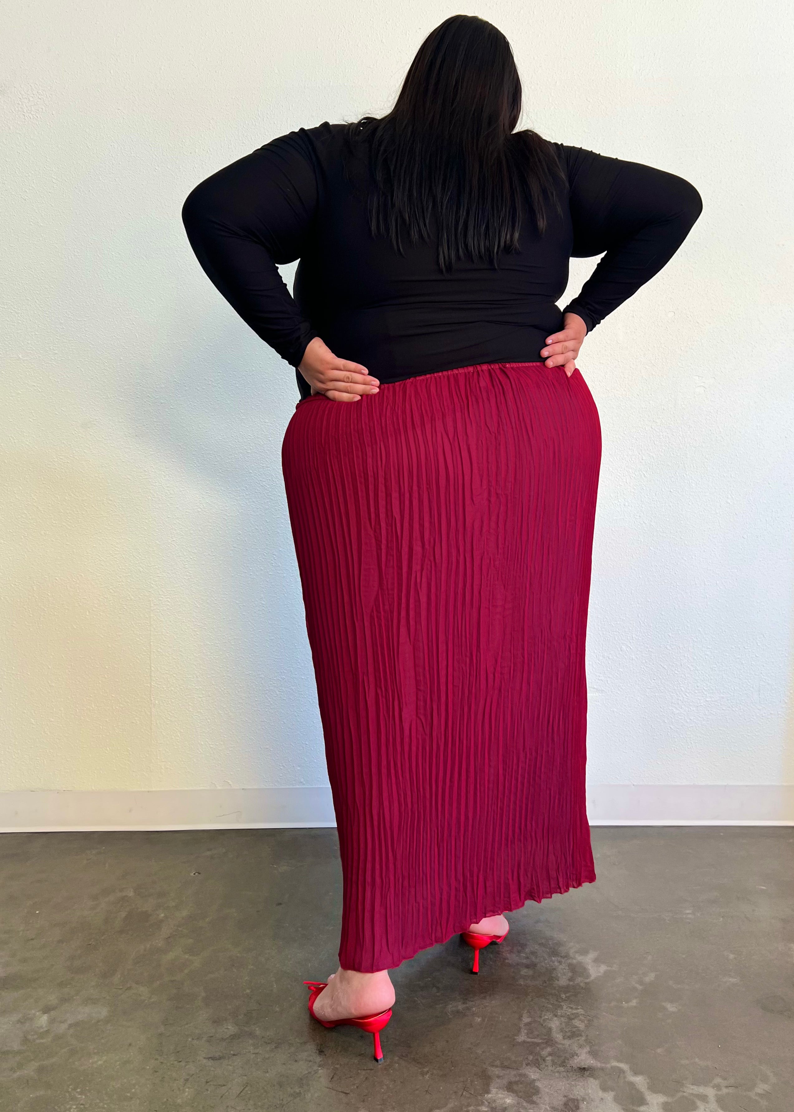 Rue Pleated Skirt- Reversible Coppen Blue/ Burgundy
