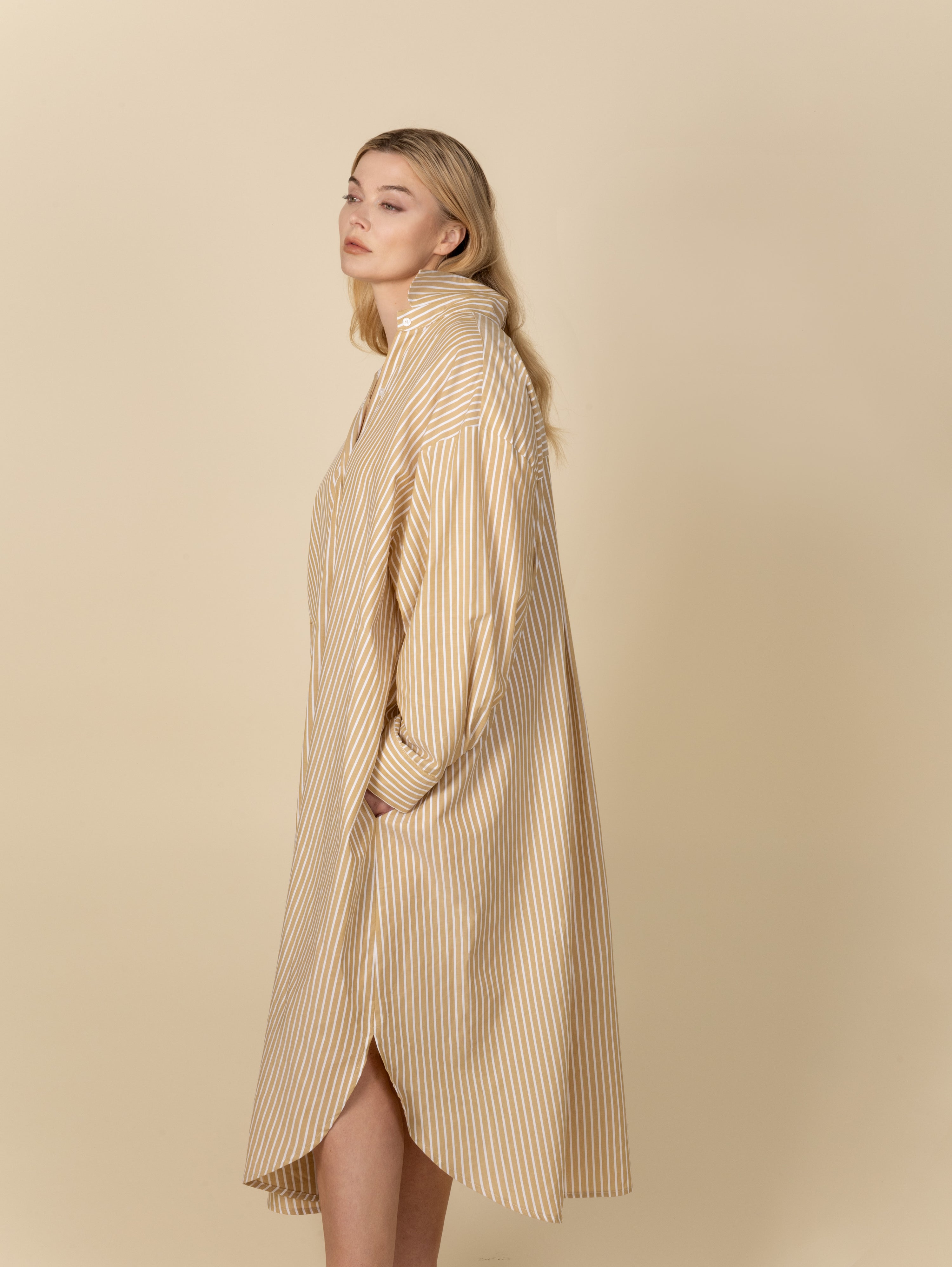 Mia Oversized Shirt Dress- Amber