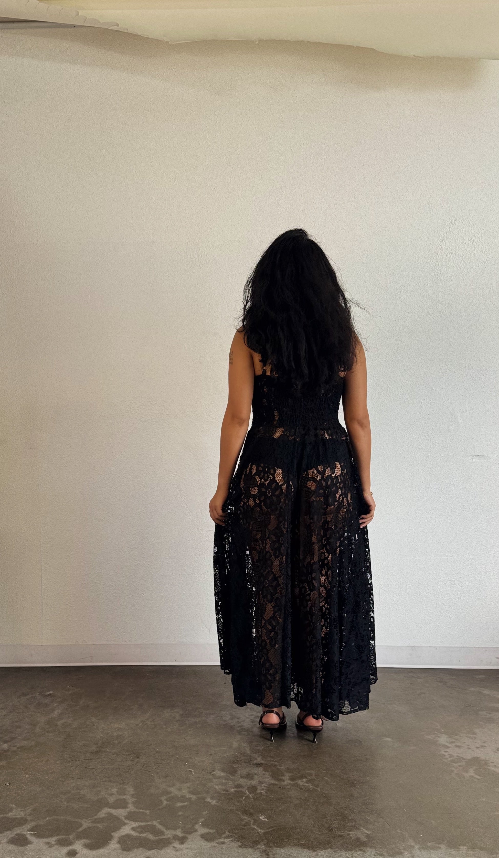 JONI SUN DRESS -  LACE — on model, back