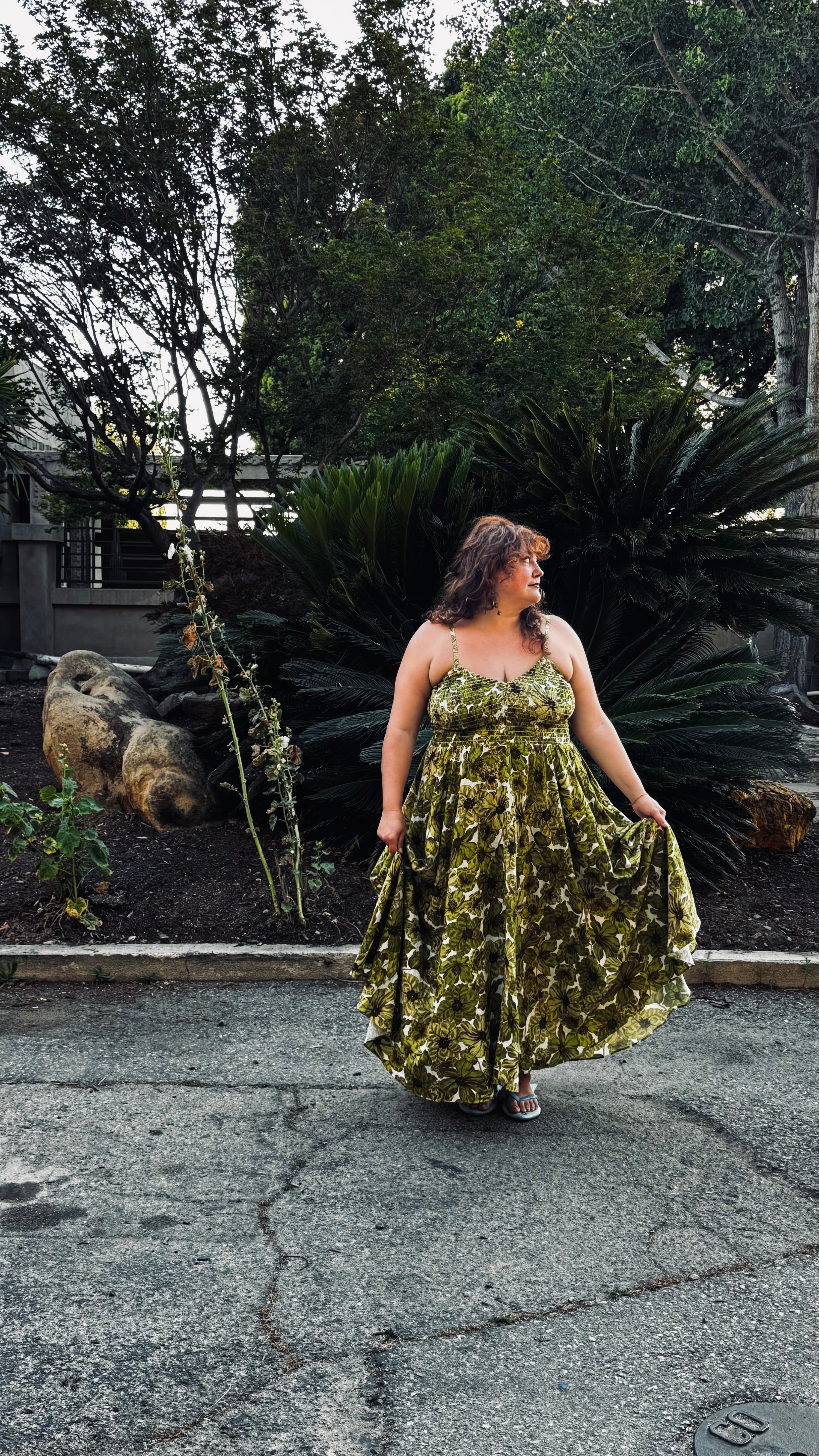 The Joni Sundress- Green Floral