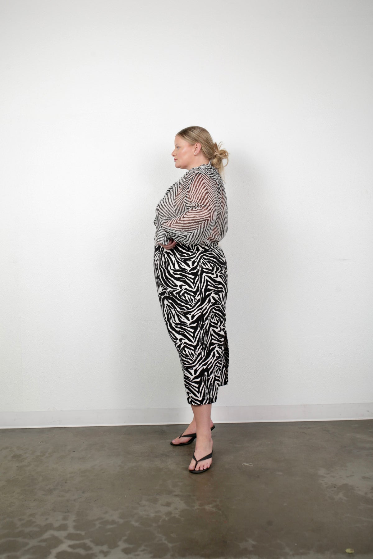 Cassandra Midi Pencil Skirt- Zebra 4 Ply