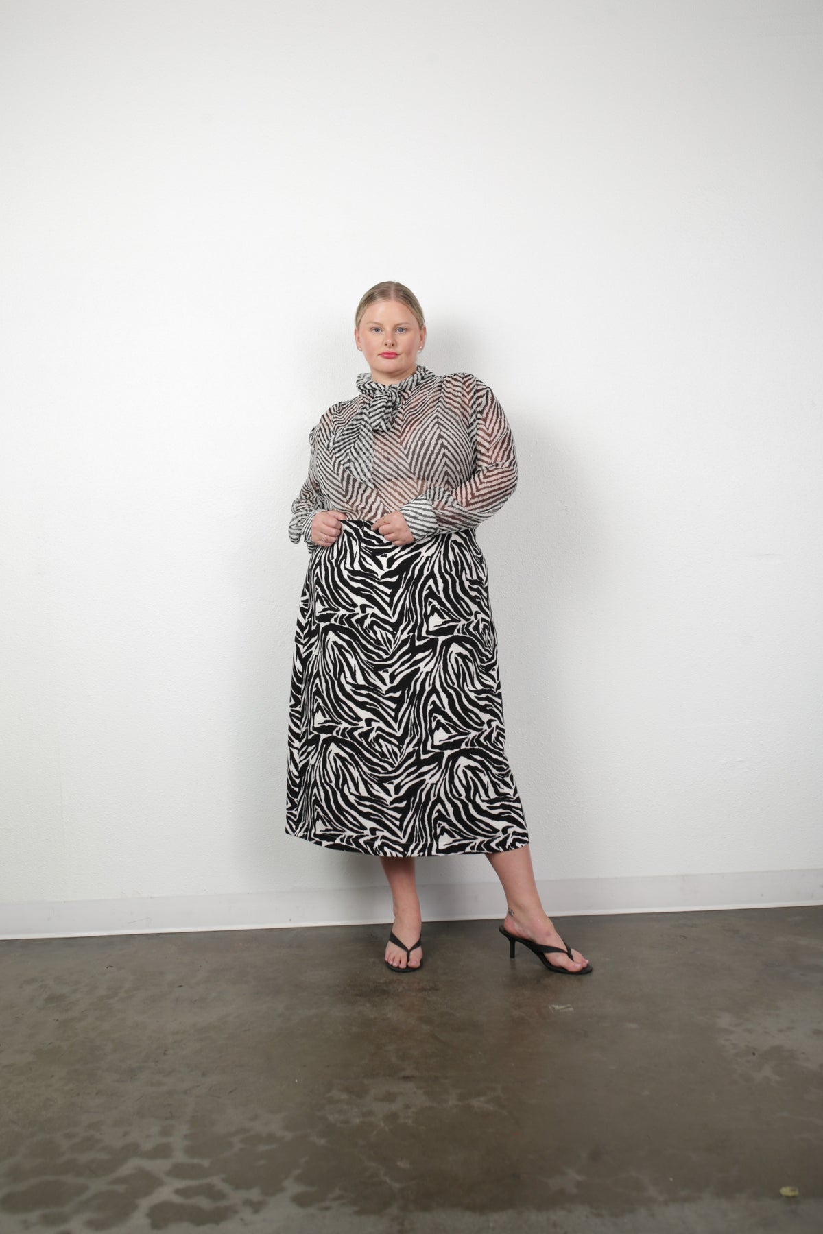 Cassandra Midi Pencil Skirt- Zebra 4 Ply