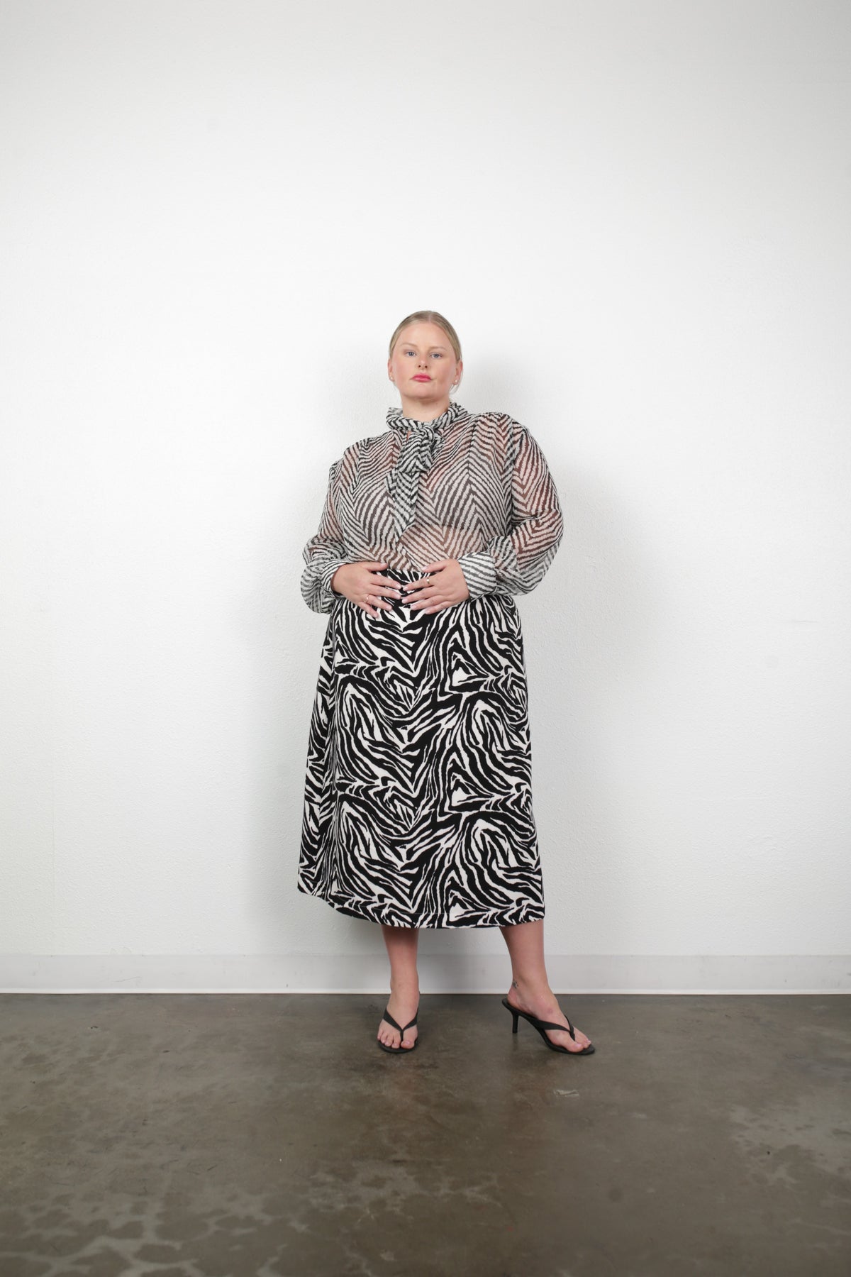 Marion Tie Neck Silk Blouse - Zebra