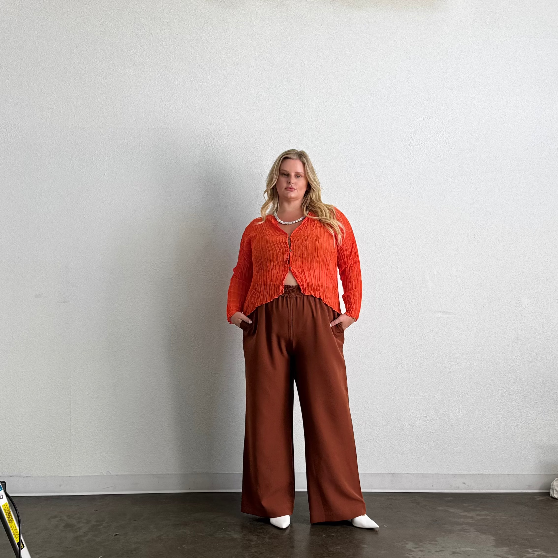 Maya Pleated Cardigan- Orange