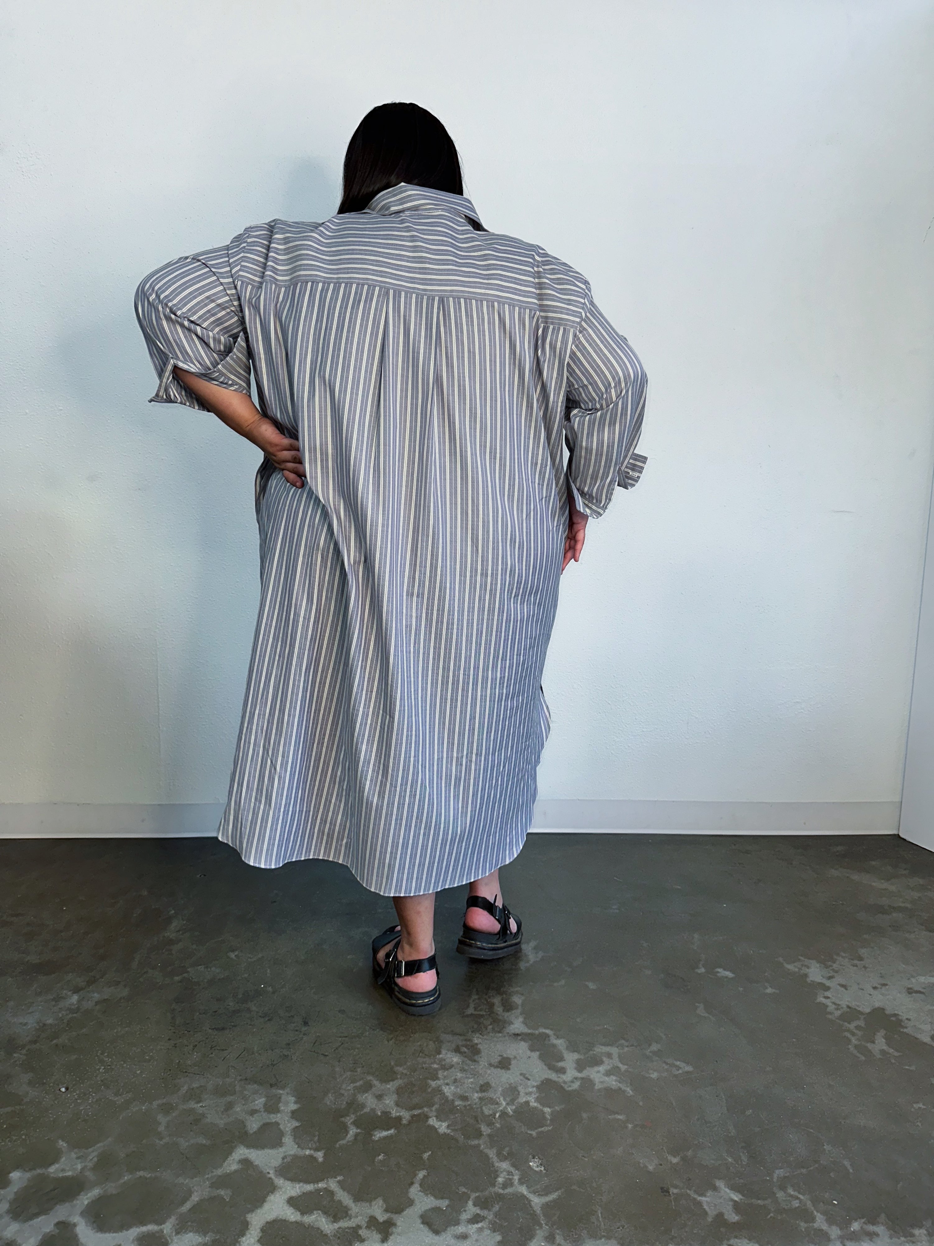 Mia Oversized Shirt Dress- Grey