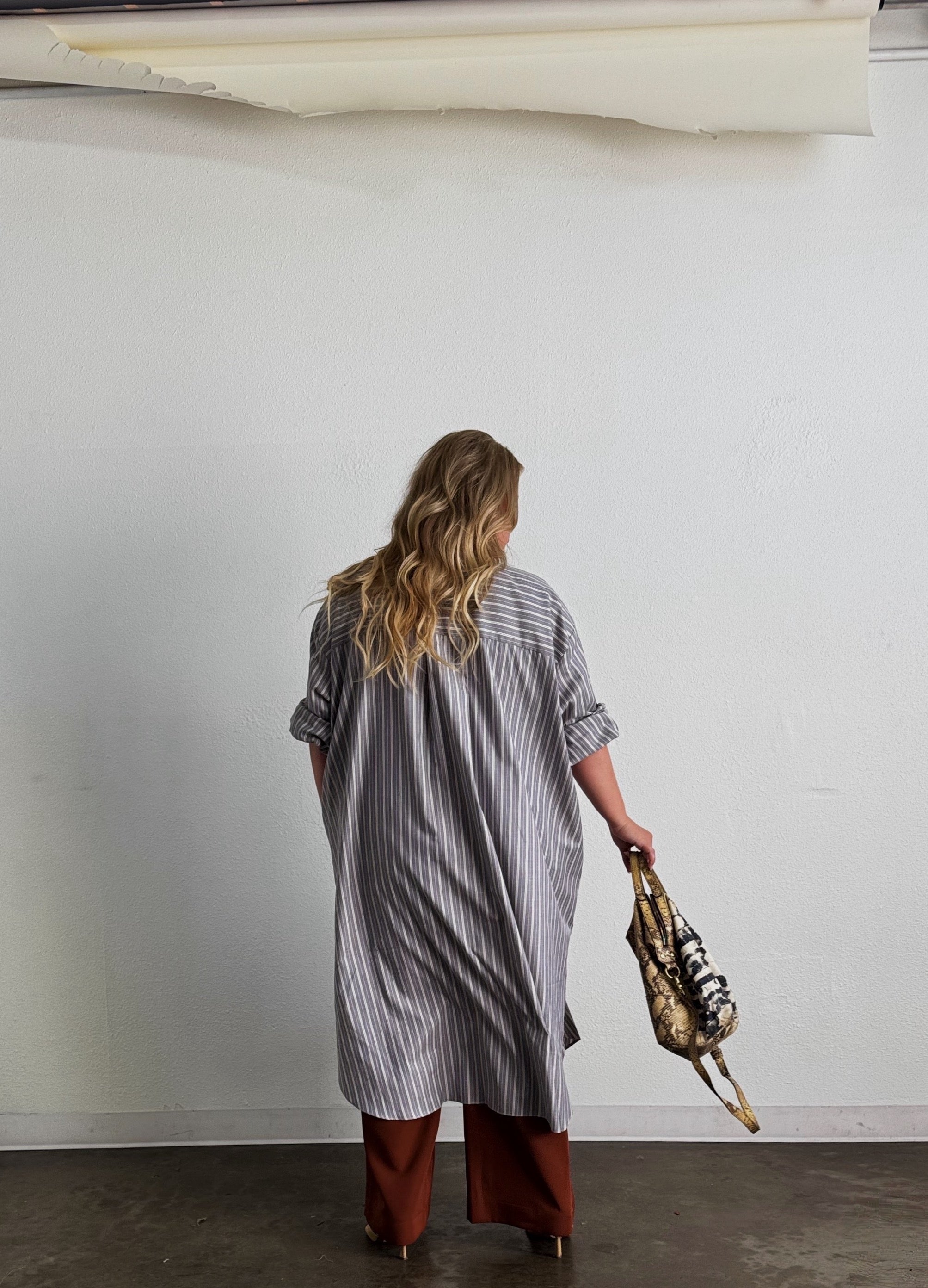 Mia Oversized Shirt Dress- Grey