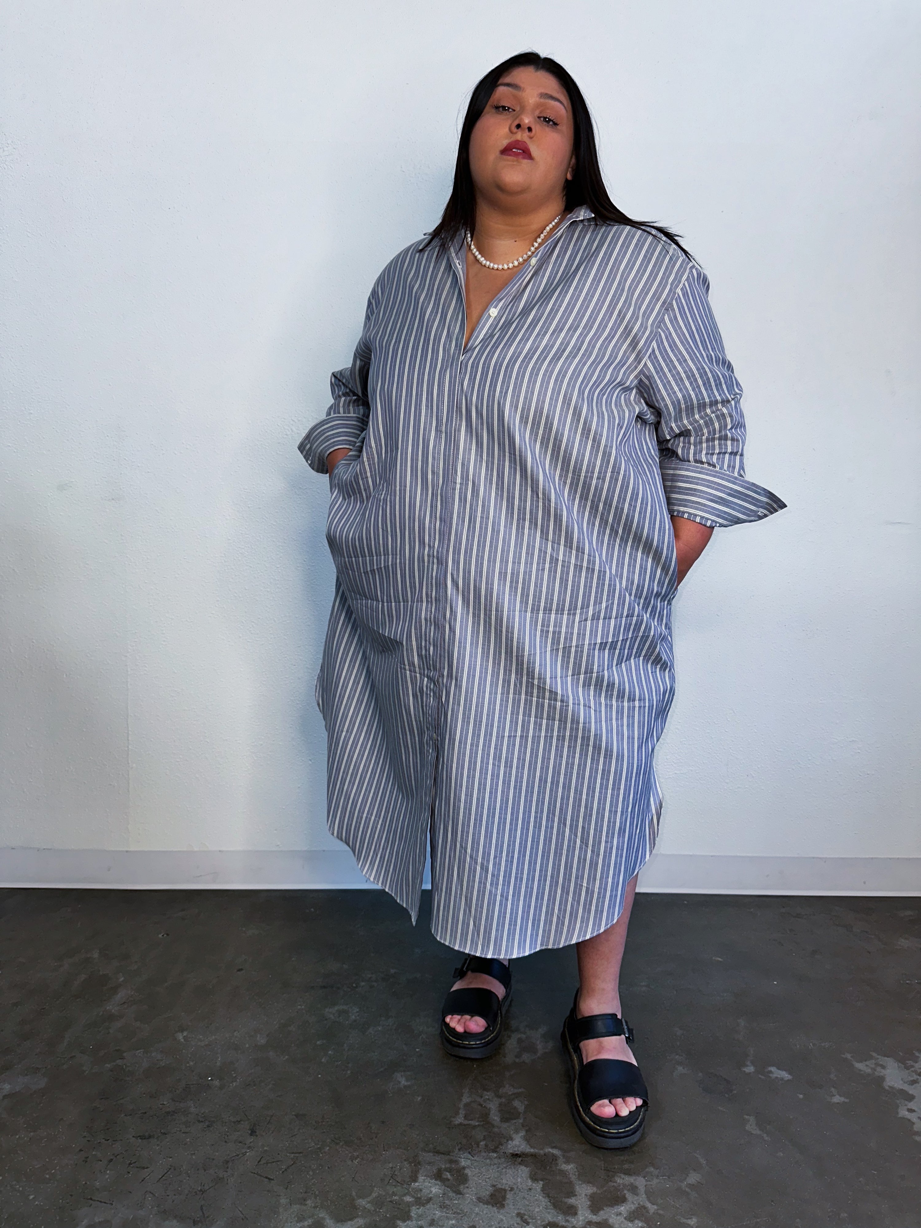 Mia Oversized Shirt Dress- Grey